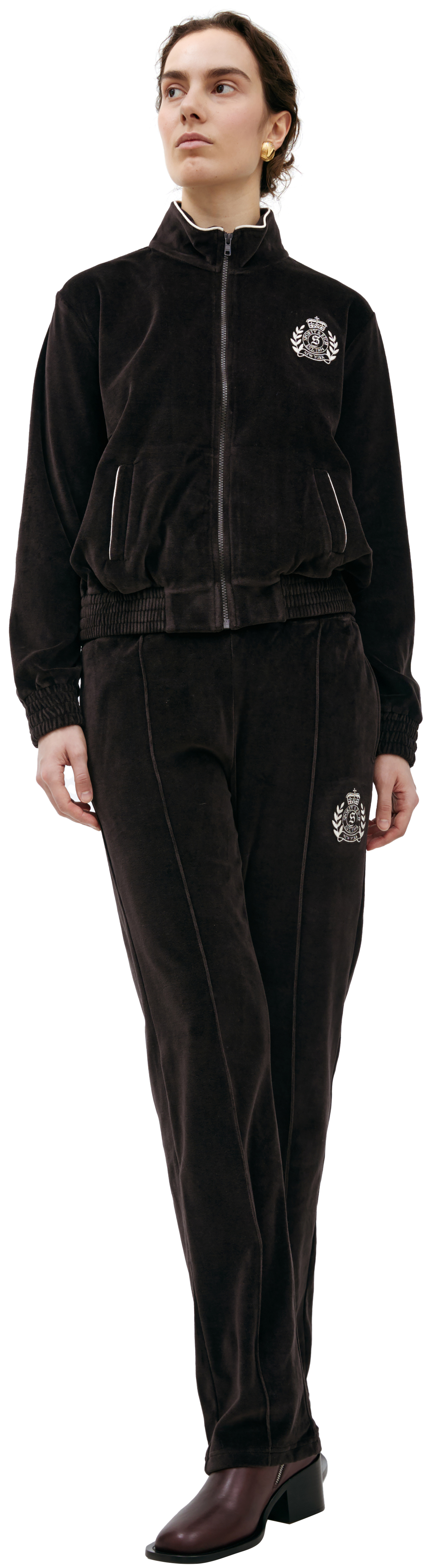 SPORTY & RICH Велюровая куртка с логотипом