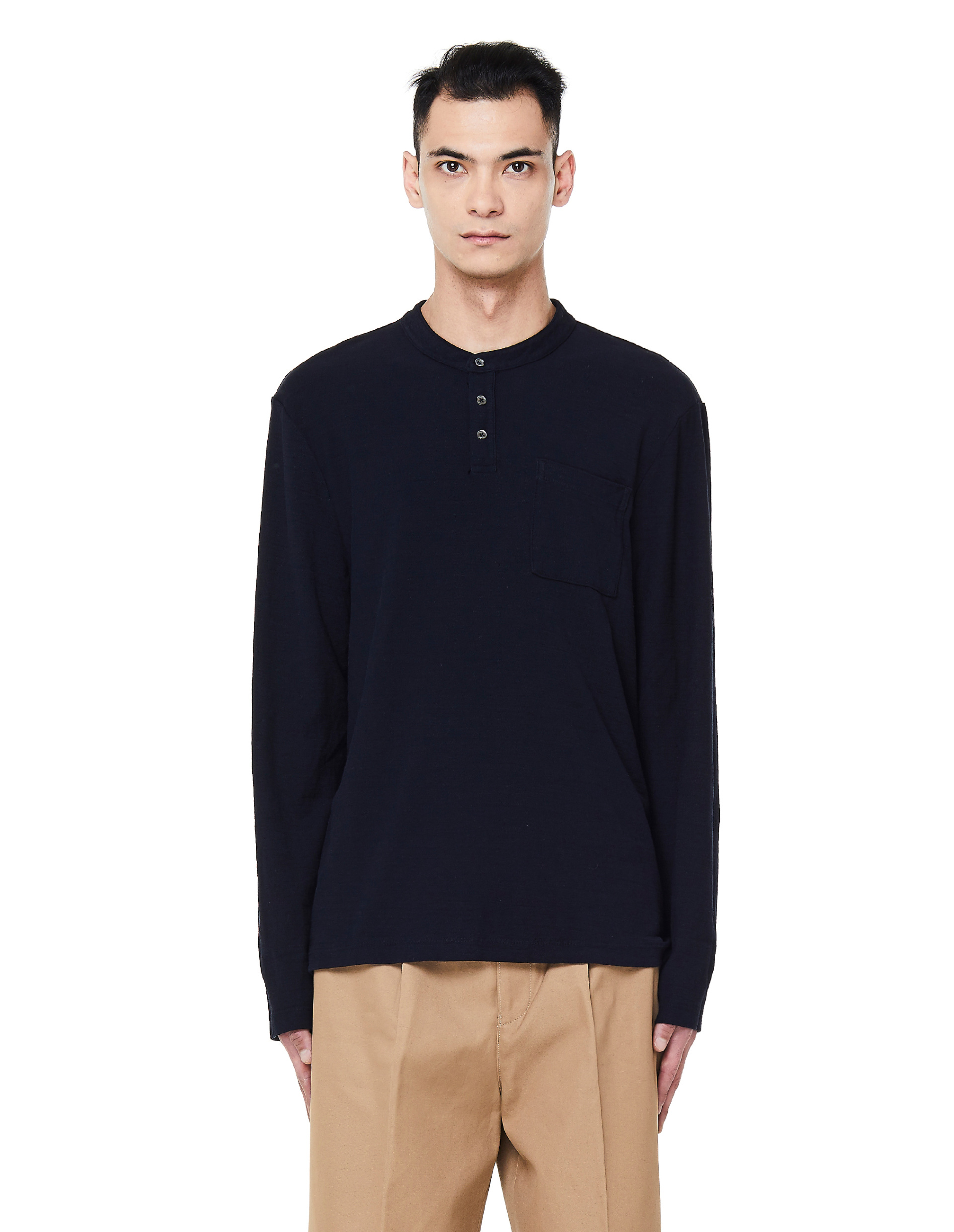 James Perse Хлопковый лонгслив с воротником-стойкой