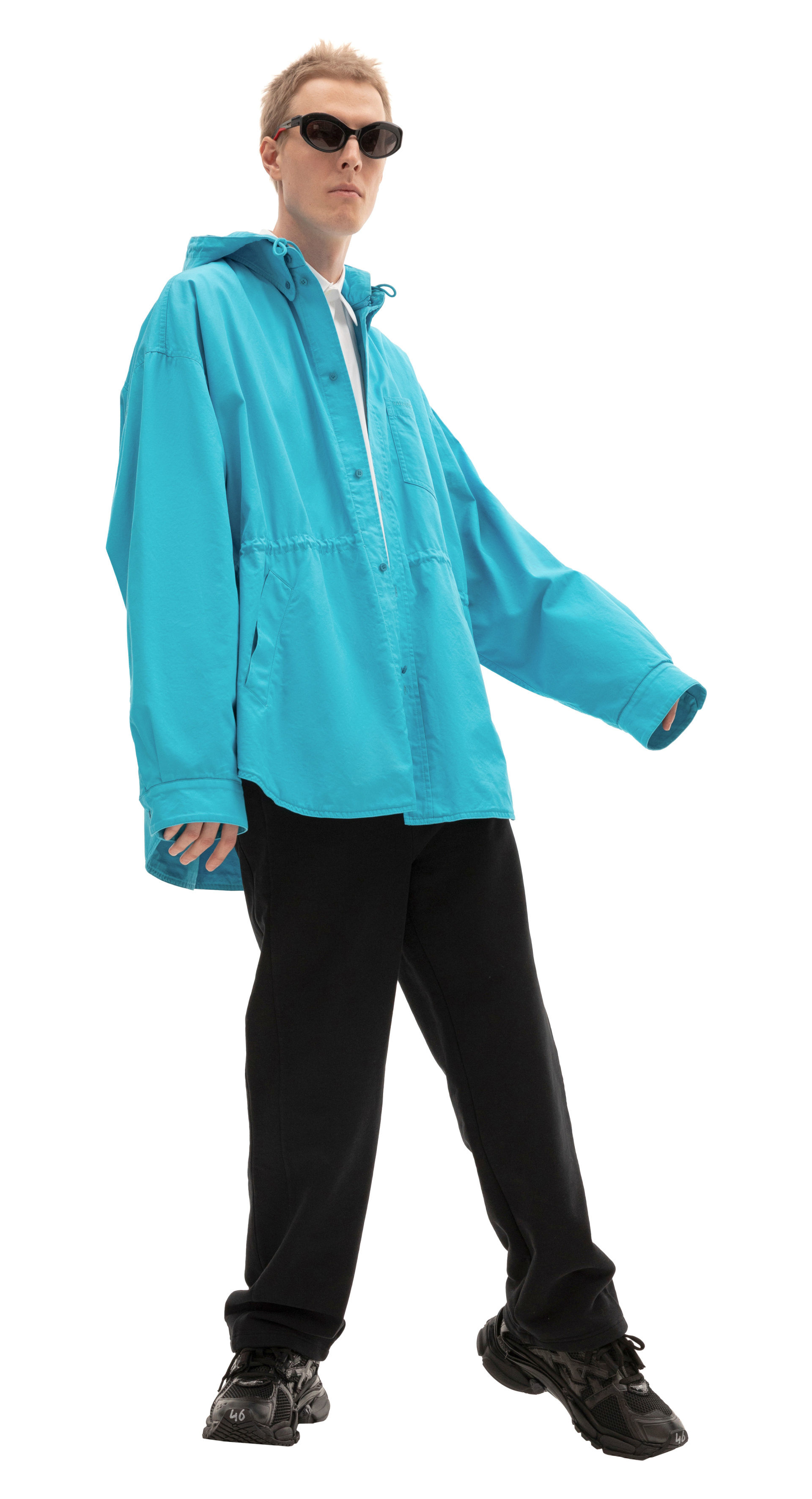 Balenciaga Голубая куртка со съемным капюшоном