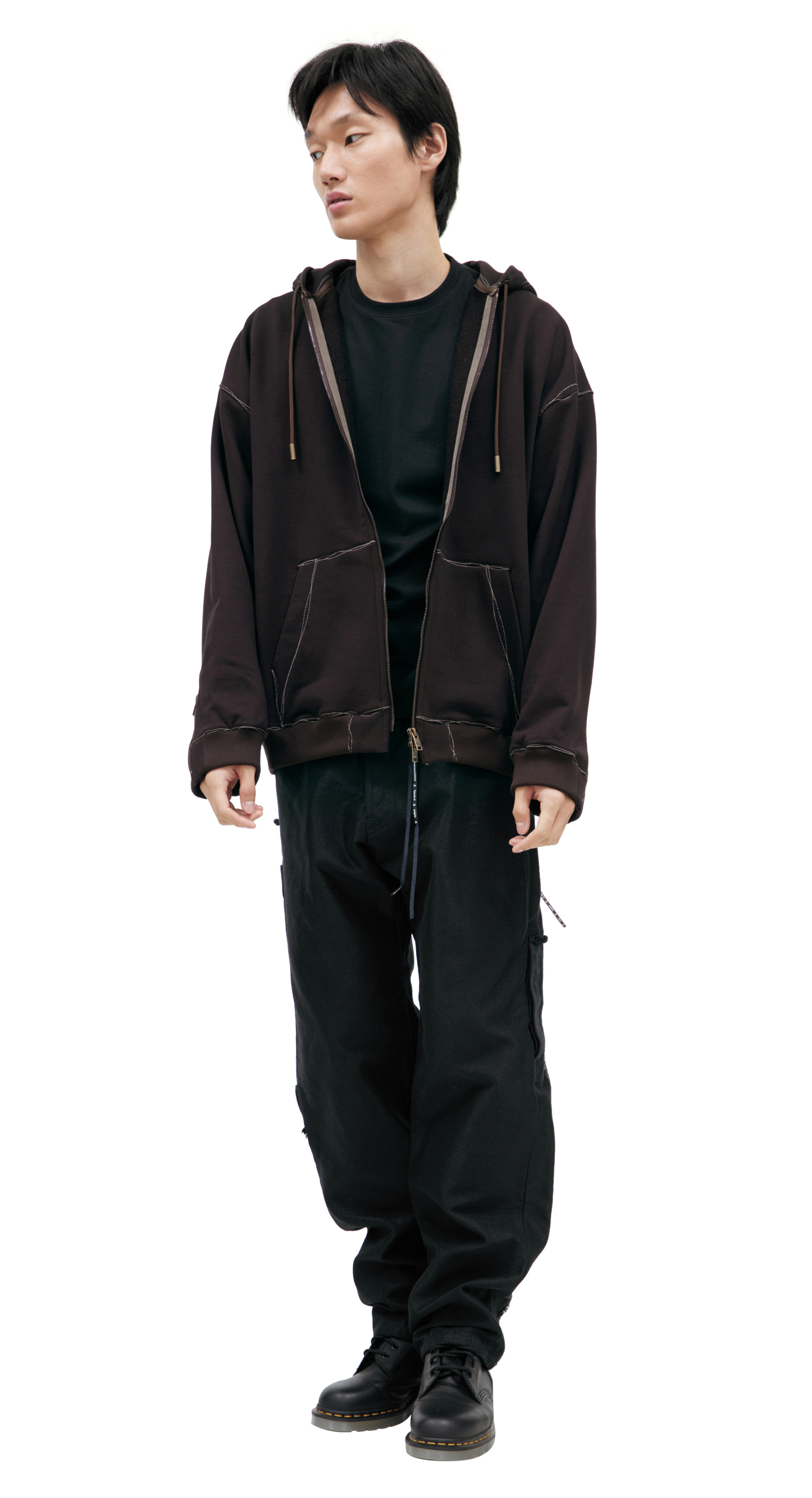 Mastermind WORLD Худи-MJ25E15-SW050-005 на молнии, светлые нитки, череп на спине, корич