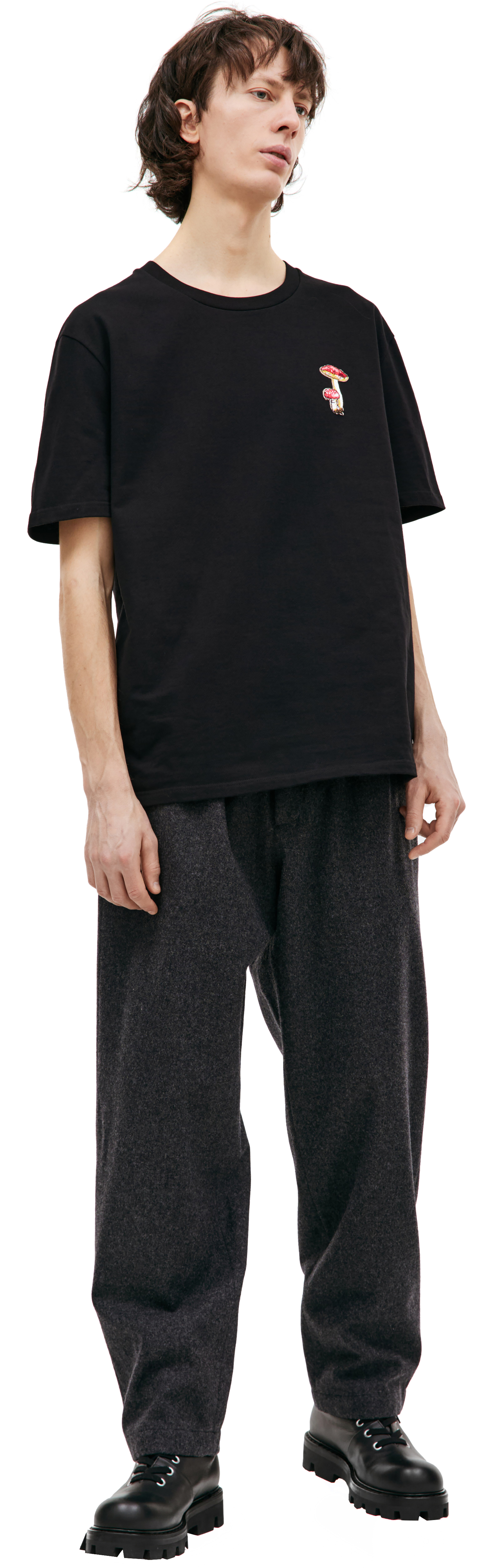 Jil Sander Черная футболка с вышивкой