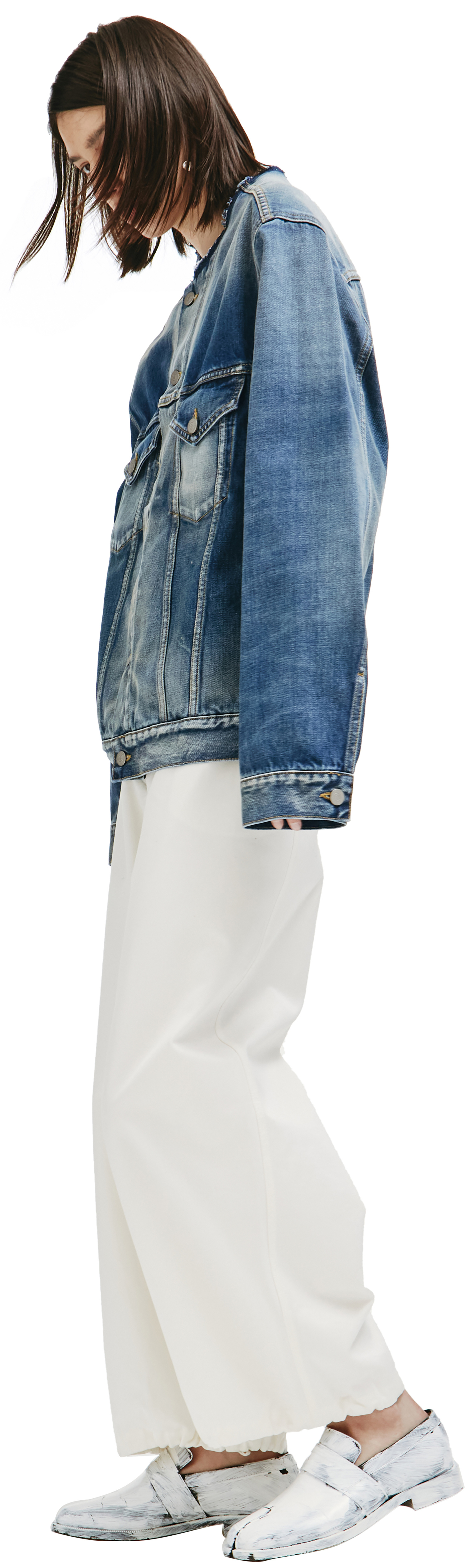 Maison Margiela Синяя джинсовая куртка без воротника