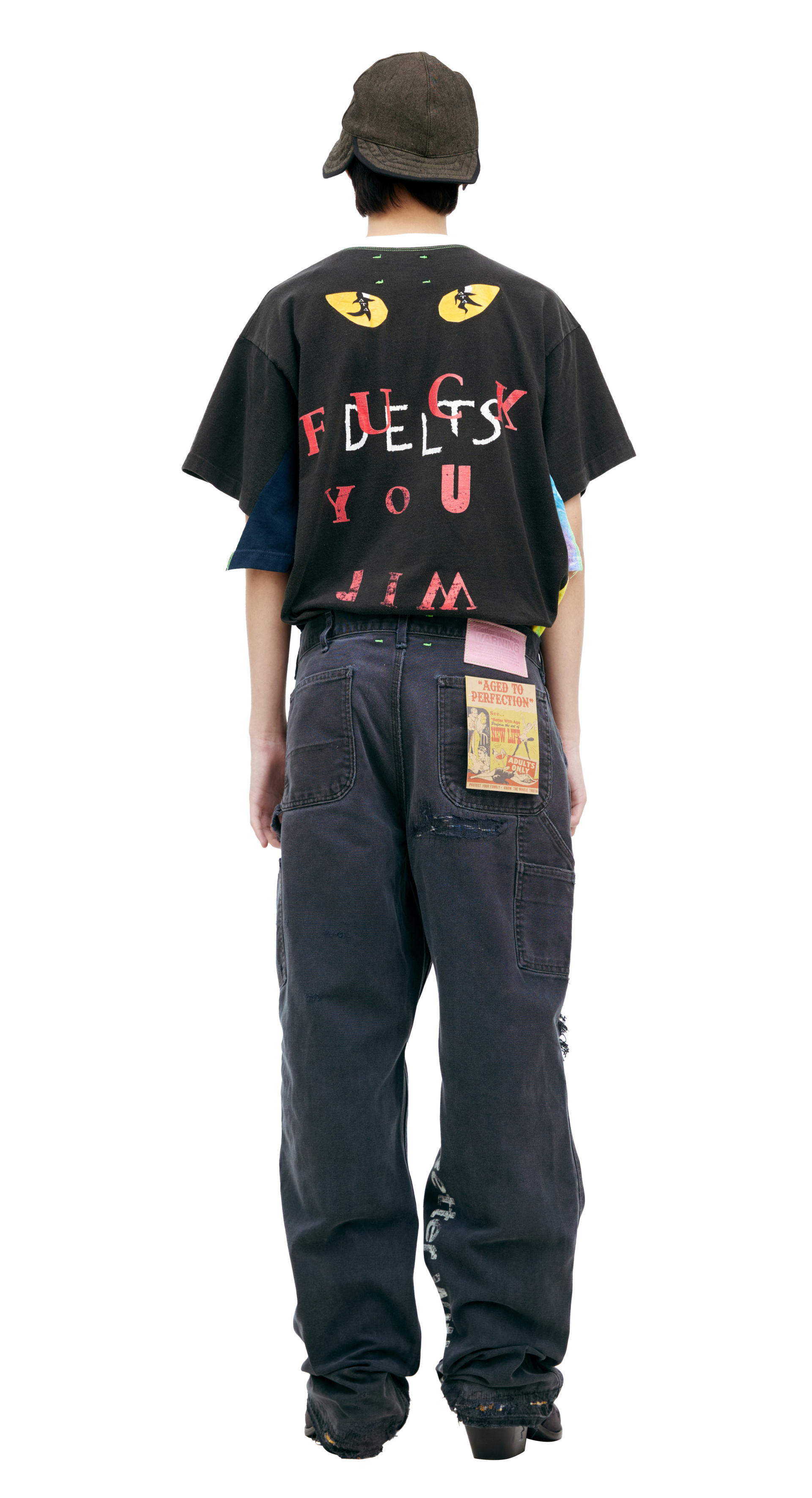 BETTER WITH AGE Черные джинсы с заплатками