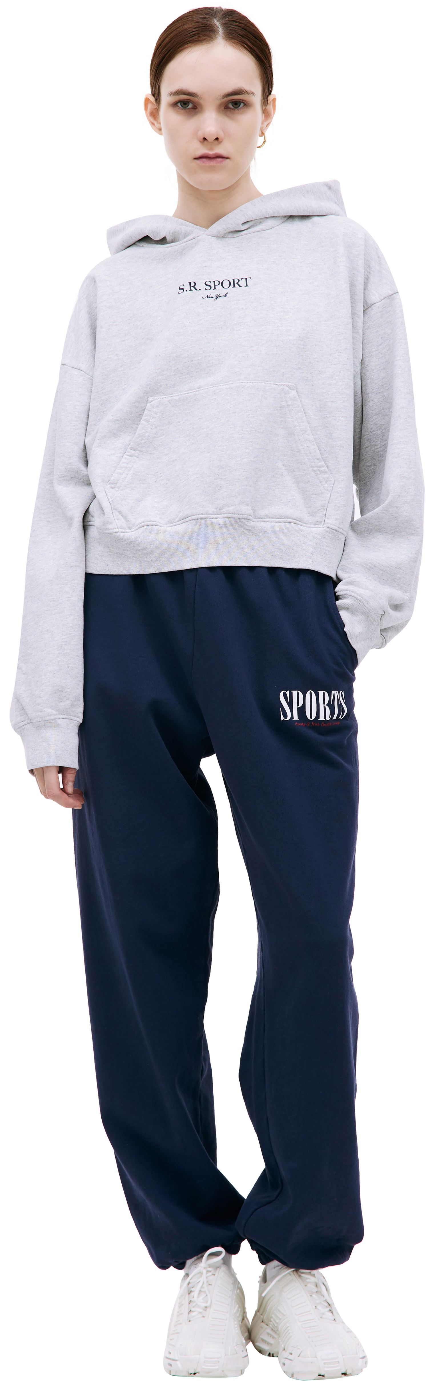 SPORTY & RICH Укороченное худи с принтом SR Sport