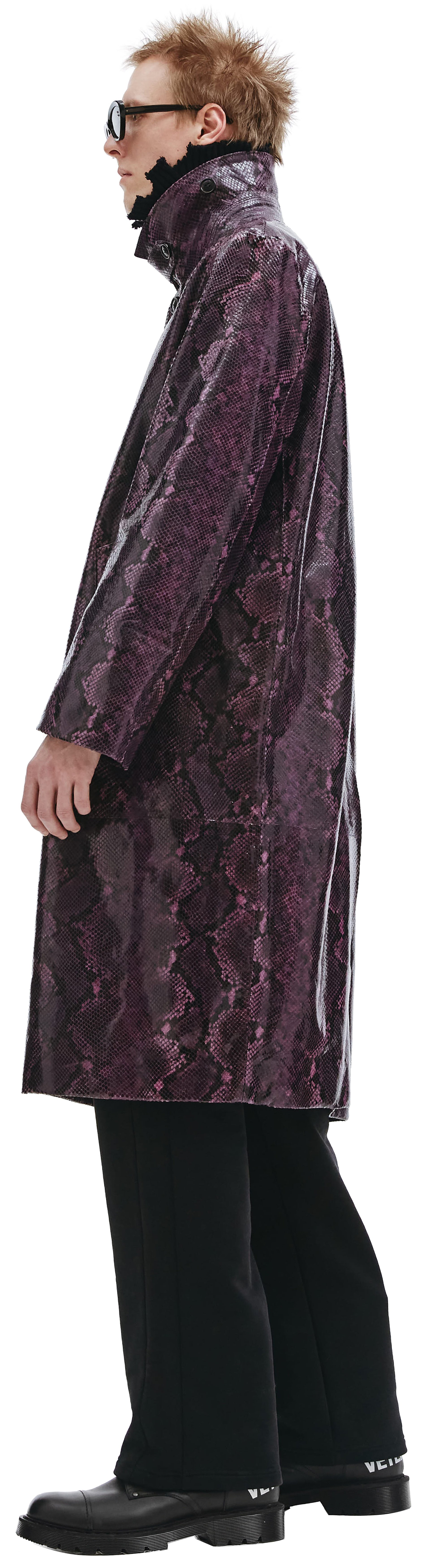 VETEMENTS Фиолетовое пальто из кожи питона