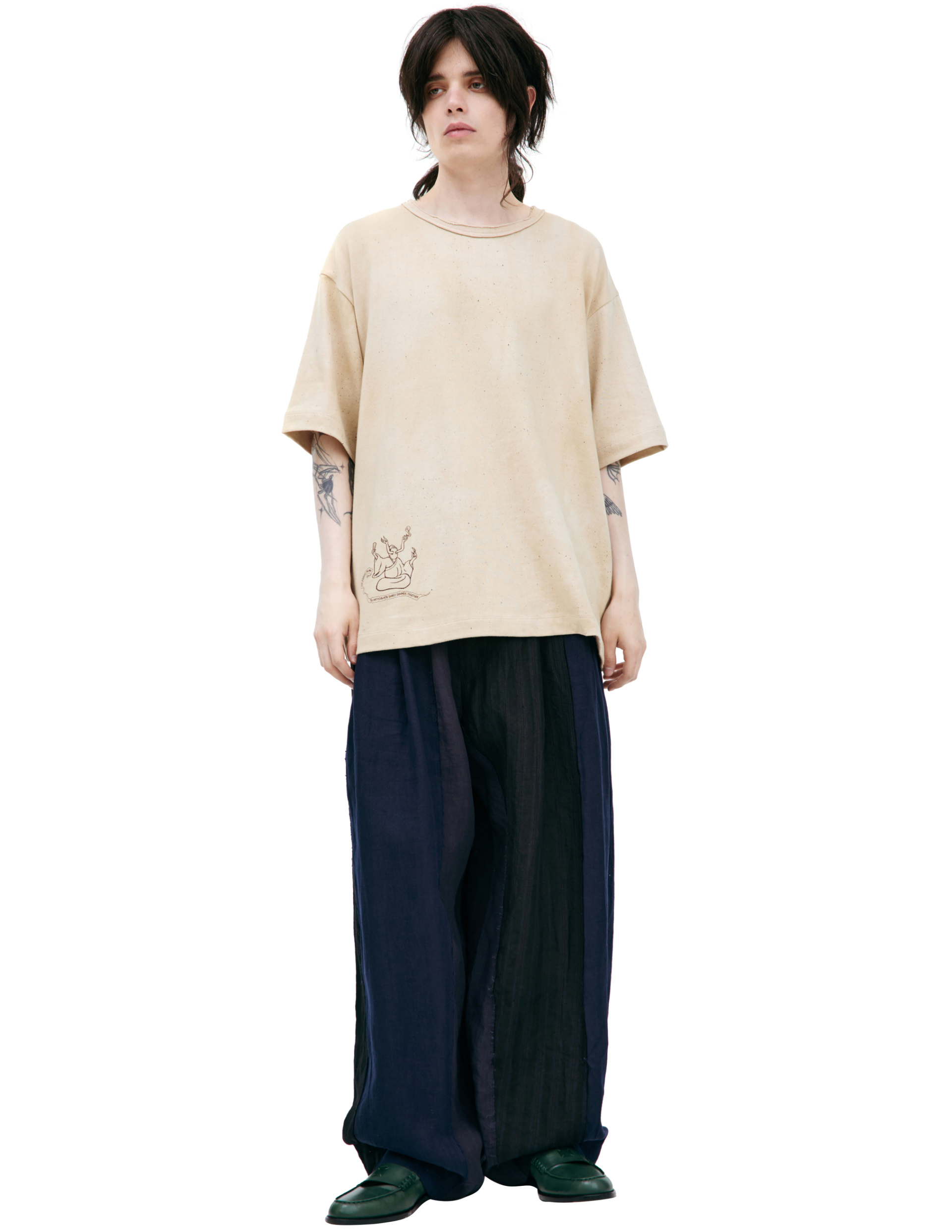 Ziggy Chen Футболка-0M2520203 в черной краске, песочная