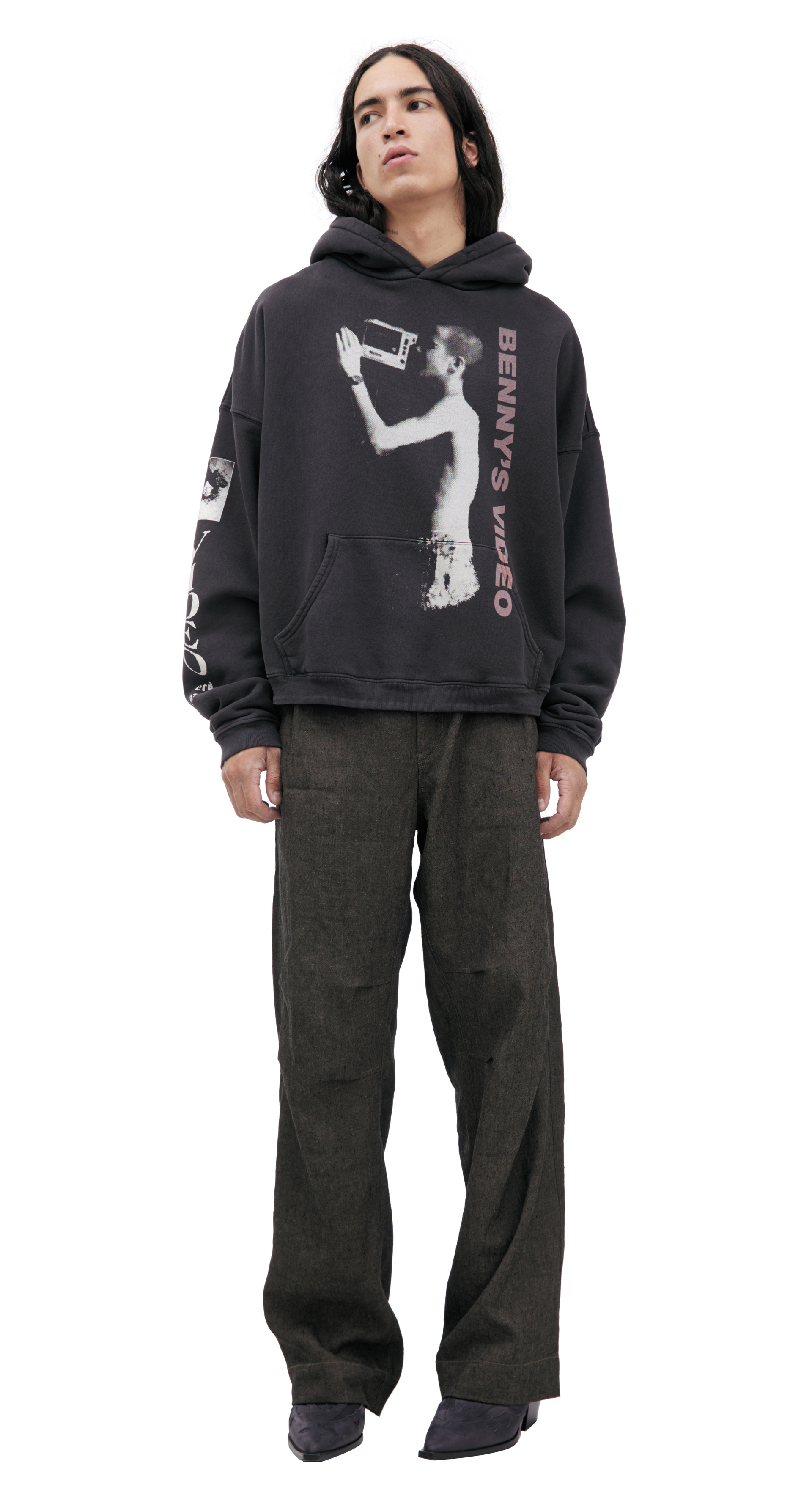 Enfants Riches Déprimés Темно-серое худи с принтом