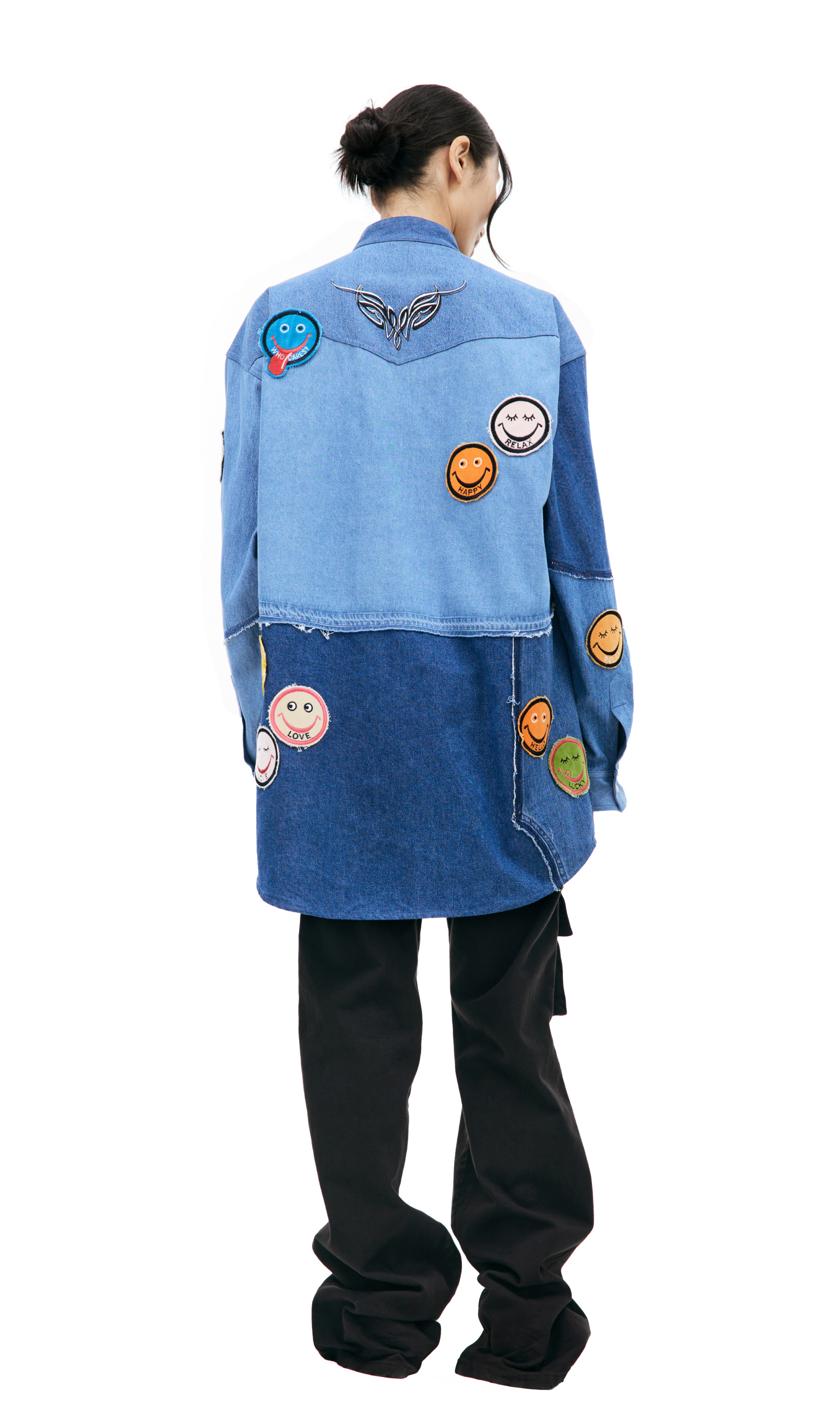 Children of the discordance Джинсовая рубашка пэчворк с нашивками