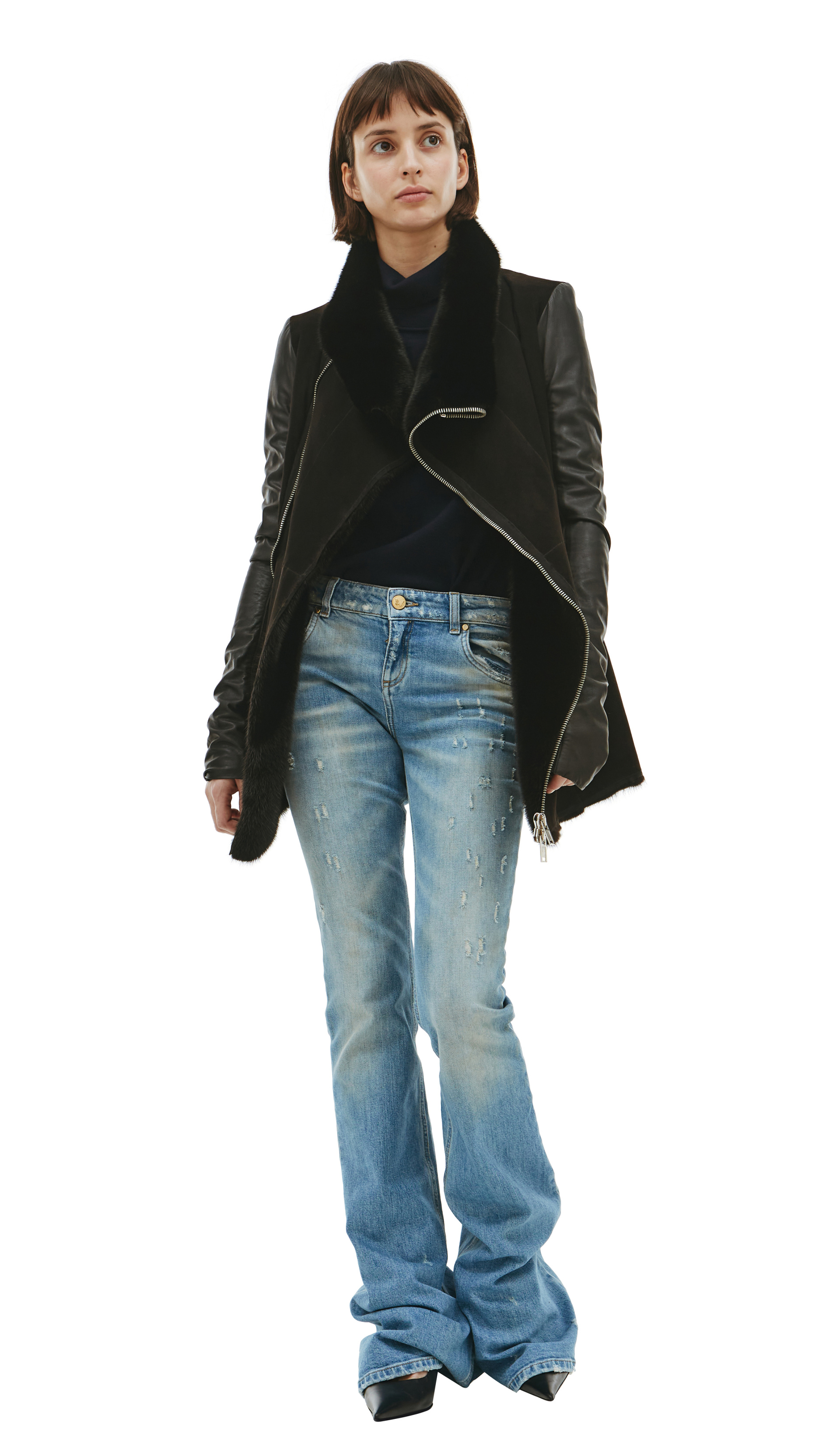 HUN Rick Owens Двусторонняя куртка из кожи и норки