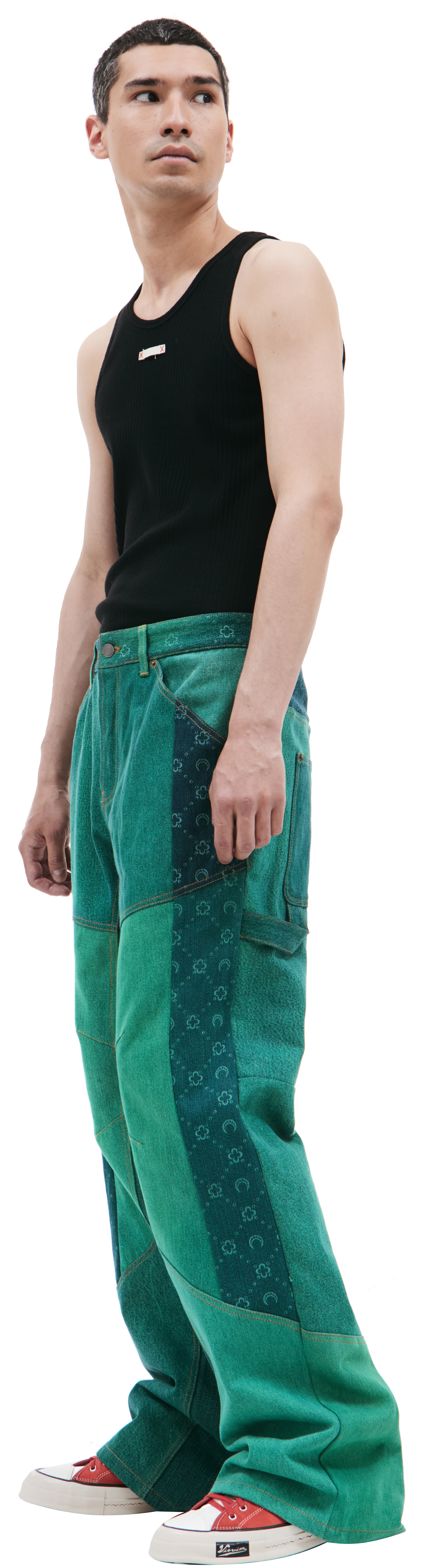 MARINE SERRE Джинсы пэчворк с монограммой