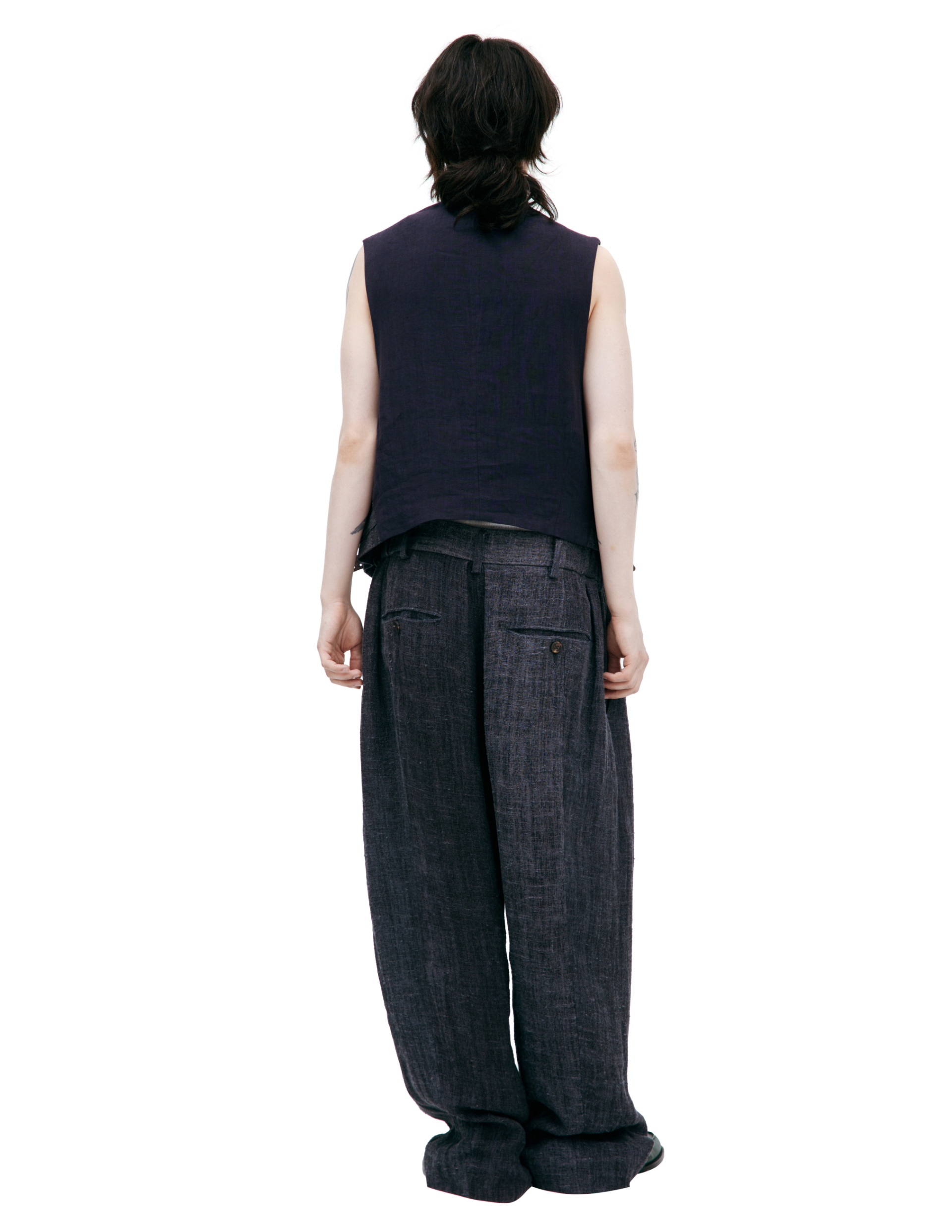 Ziggy Chen Жилет-0M2520101 на пуг, лен, голубо-серая