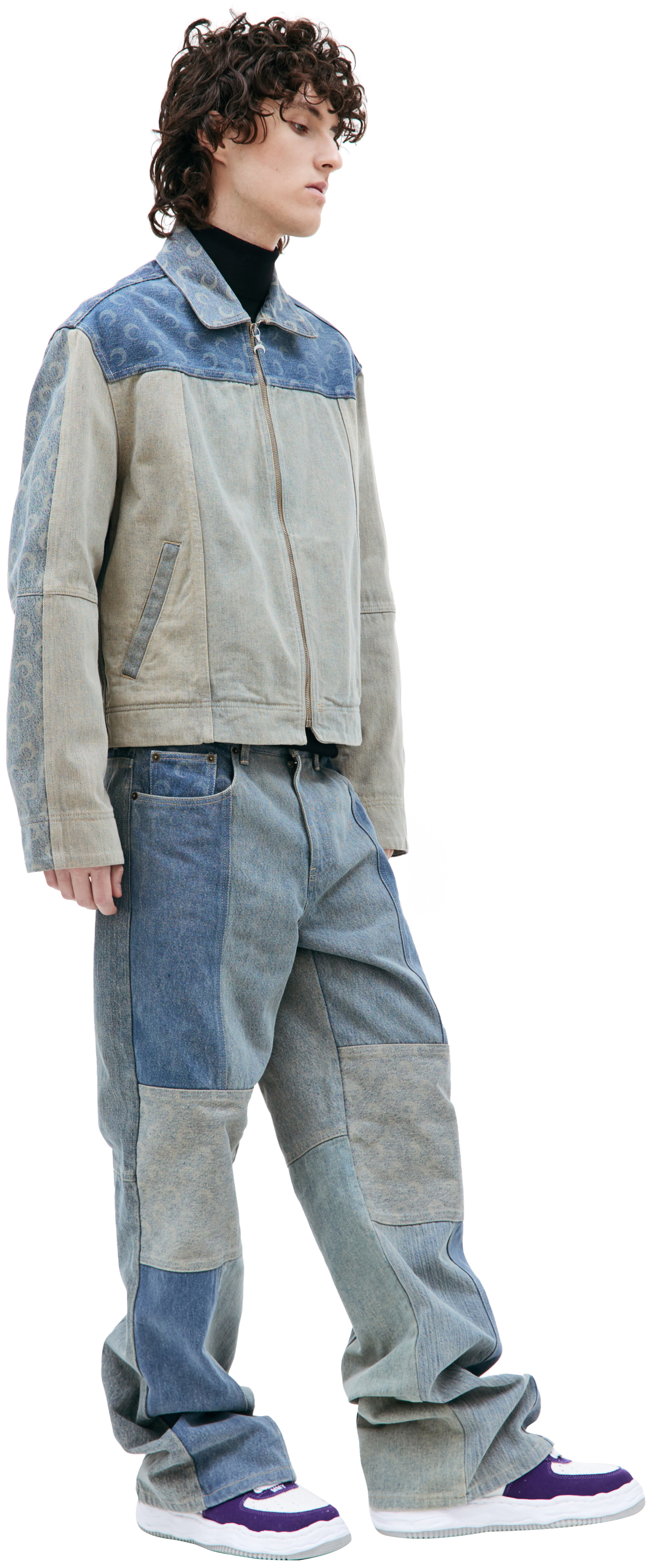 MARINE SERRE Джинсовая куртка на молнии