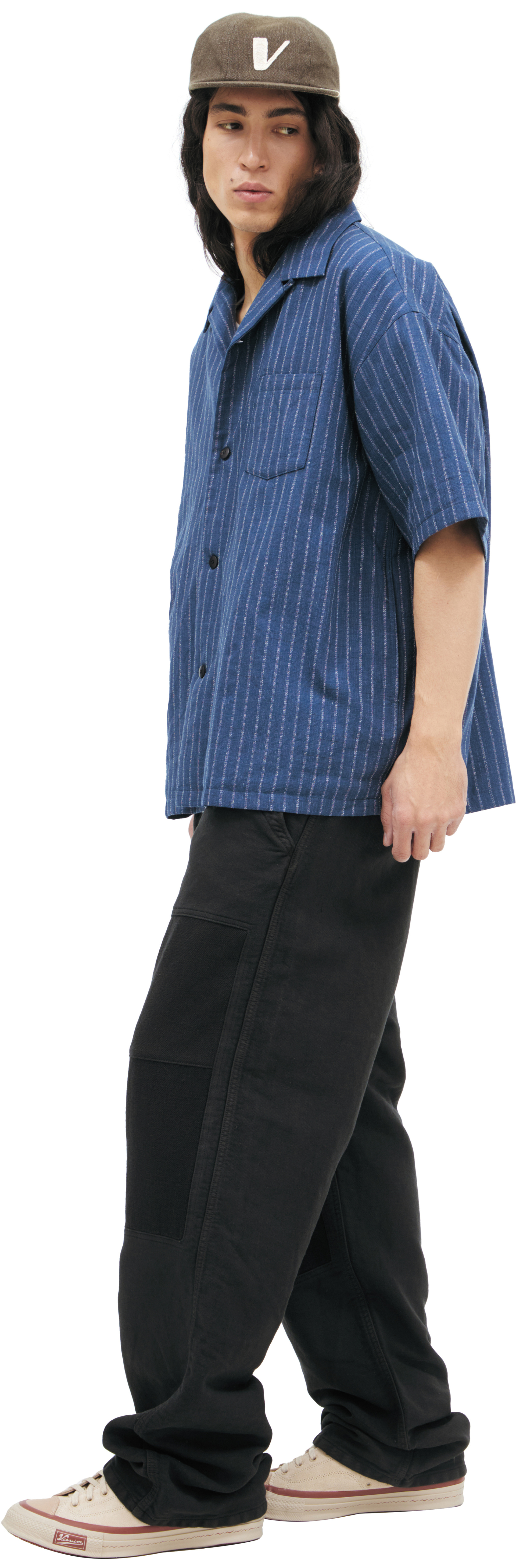 visvim Темно-синяя рубашка в клетку