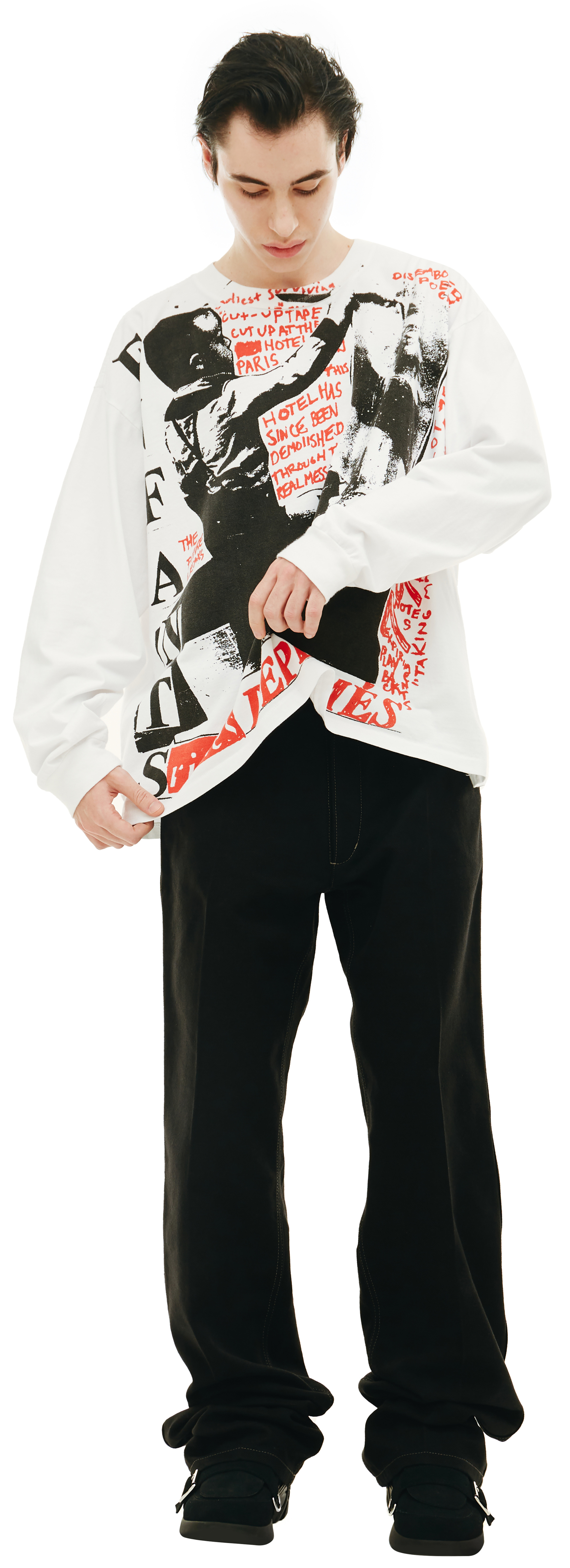 Enfants Riches Déprimés Лонгслив-010/618 принт ребенок красит на груди и ребенок читает книгу на спине бел