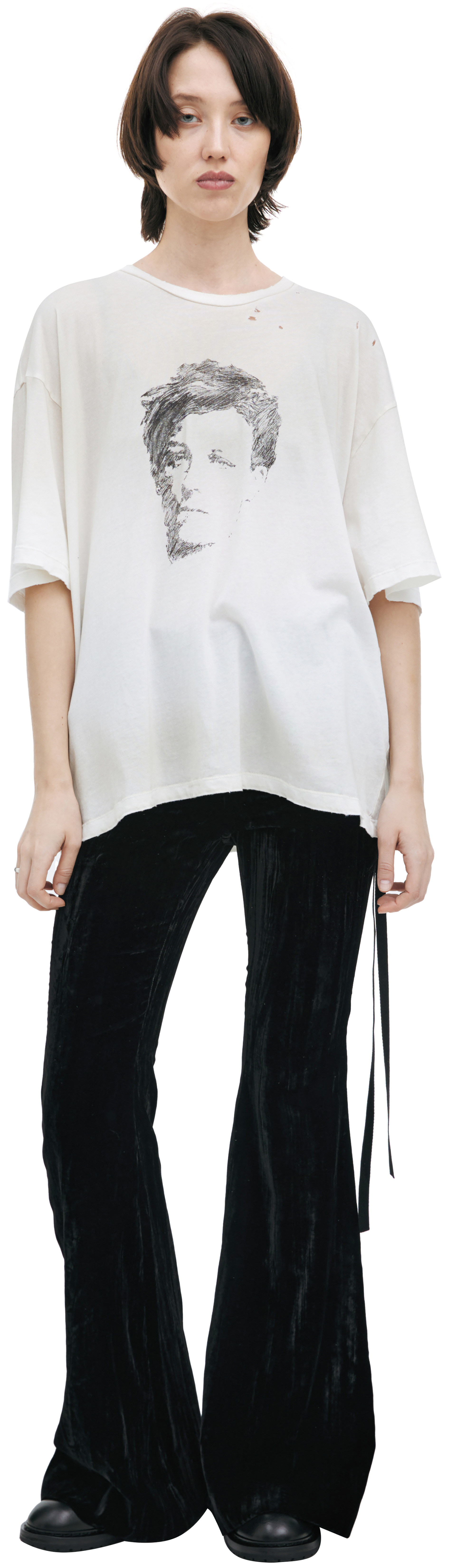 Ann Demeulemeester Хлопковая футболка с круглым вырезом