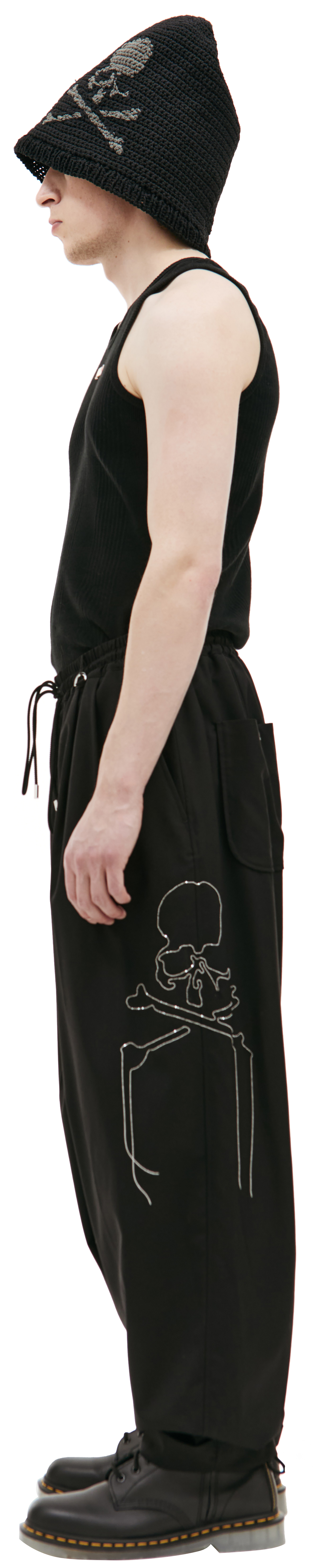 Mastermind WORLD Широкие брюки из шерсти с вышивкой