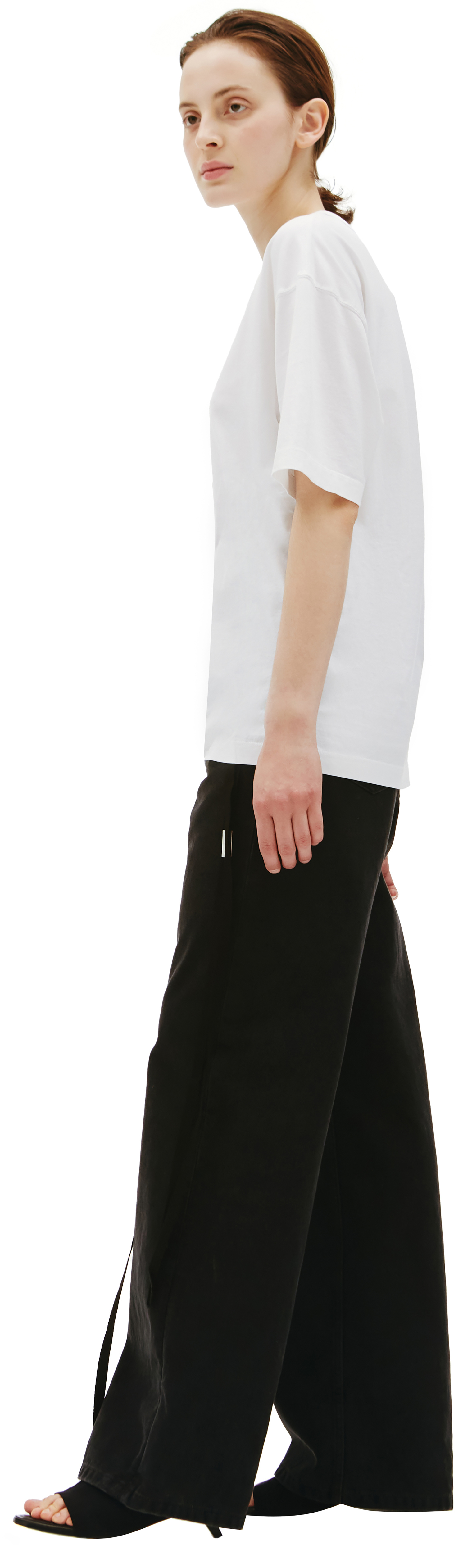 Ann Demeulemeester Хлопковая футболка Sandra с лентами