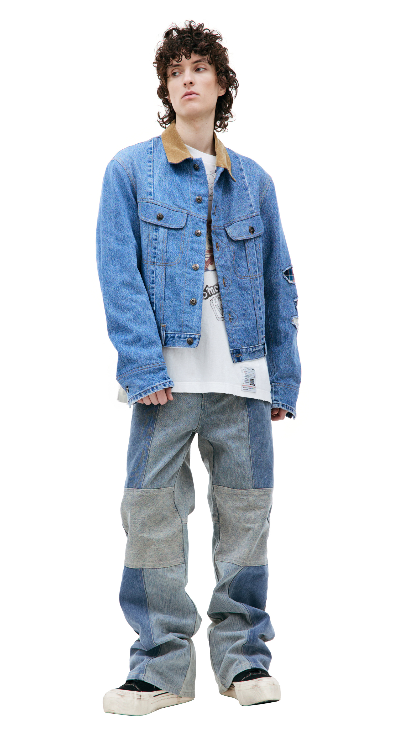 Greg Lauren Комбинированная куртка из винтажного денима