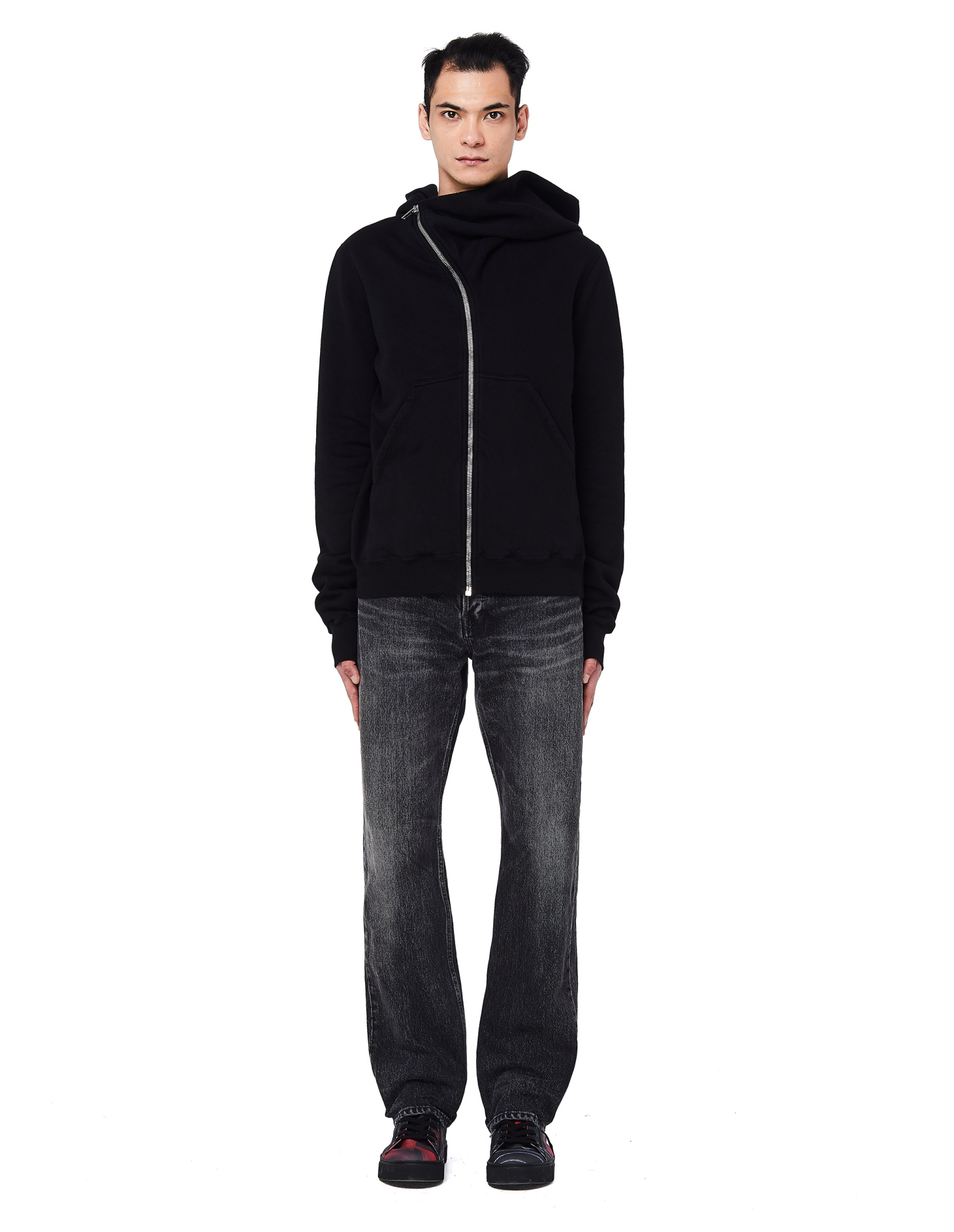 DRKSHDW by Rick Owens Черное хлопковое худи на молнии
