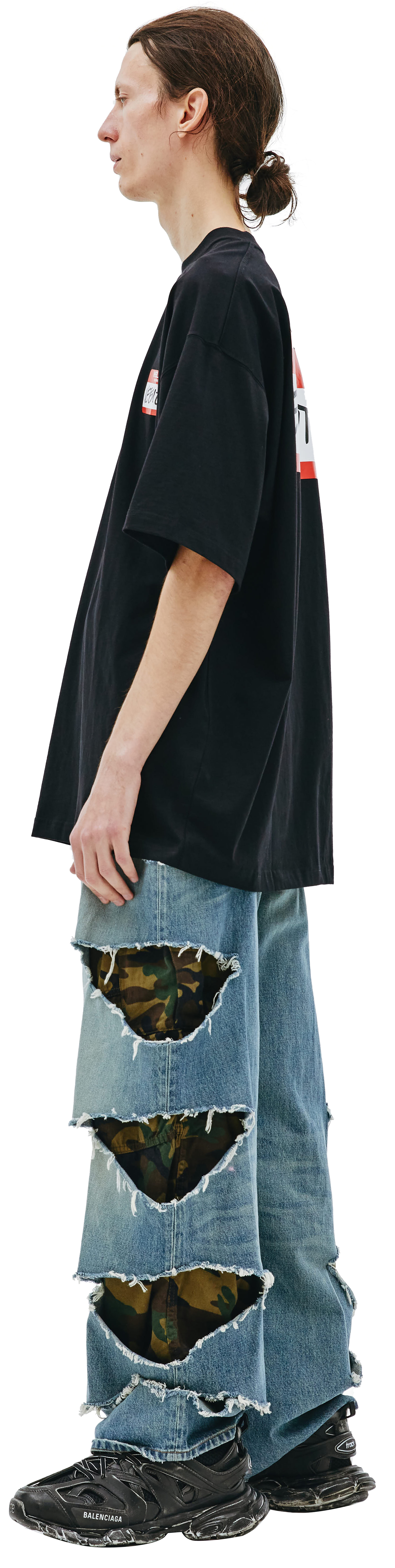 VETEMENTS Черная футболка с патчем