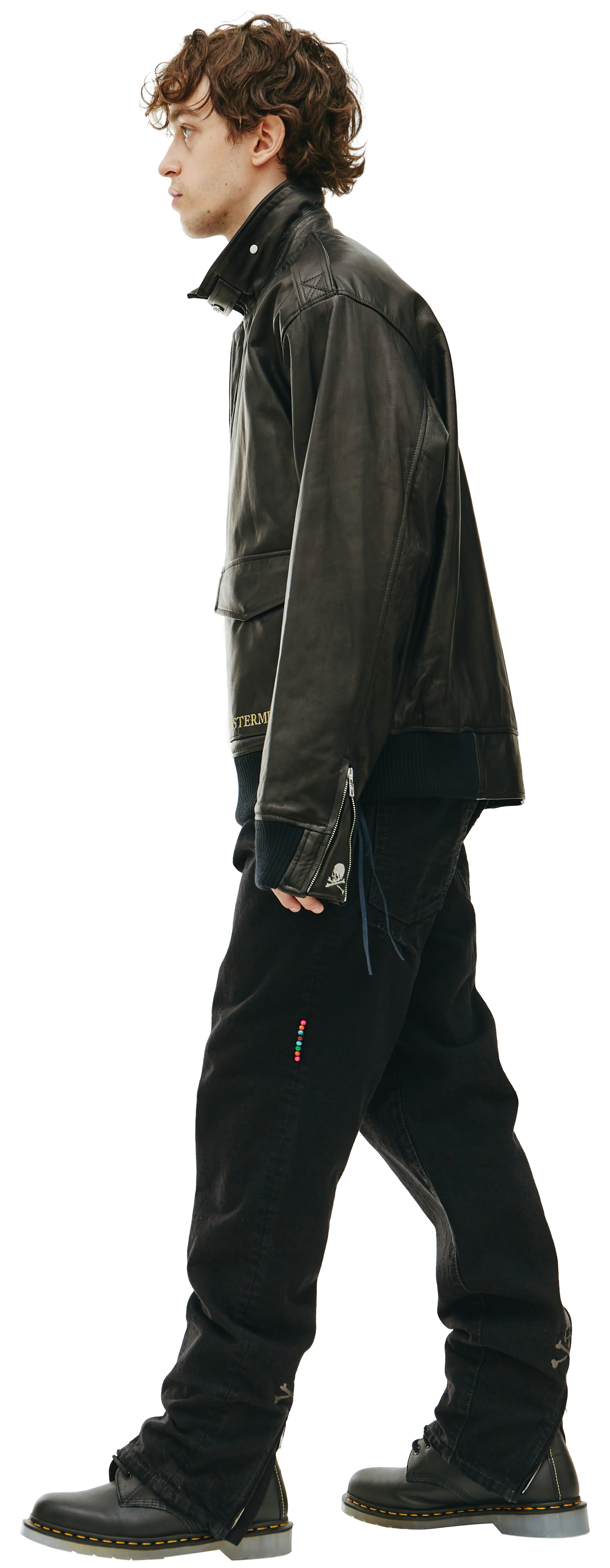 Mastermind WORLD Кожаная куртка с накладными карманами