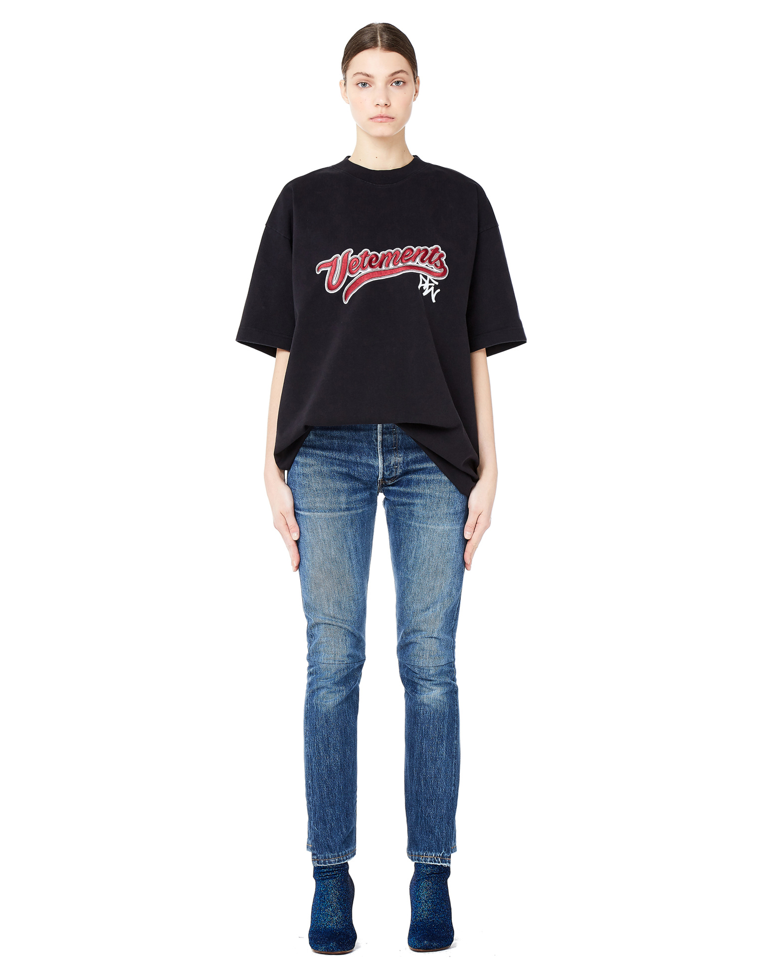 VETEMENTS Хлопковая футболка с вышивкой Bro