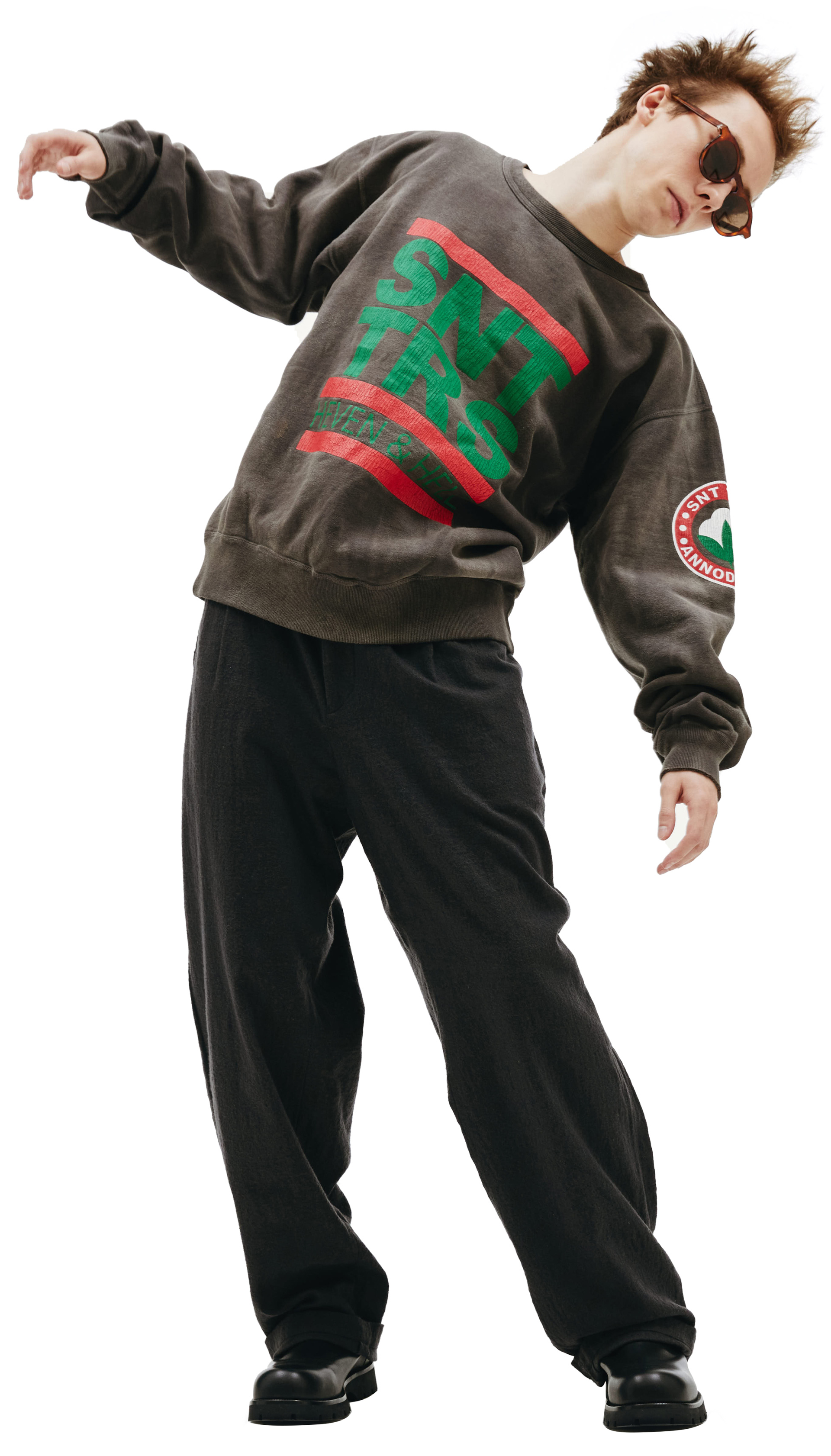 Saint Michael Серый свитшот с принтом