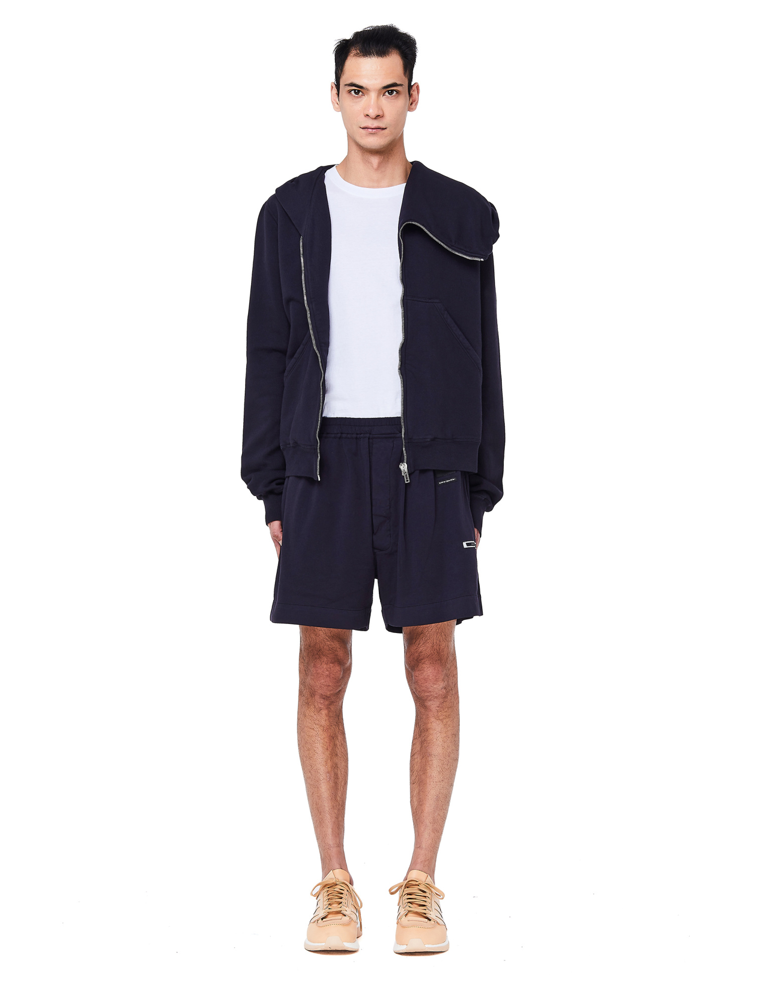 DRKSHDW by Rick Owens Темно-синее хлопковое худи на молнии