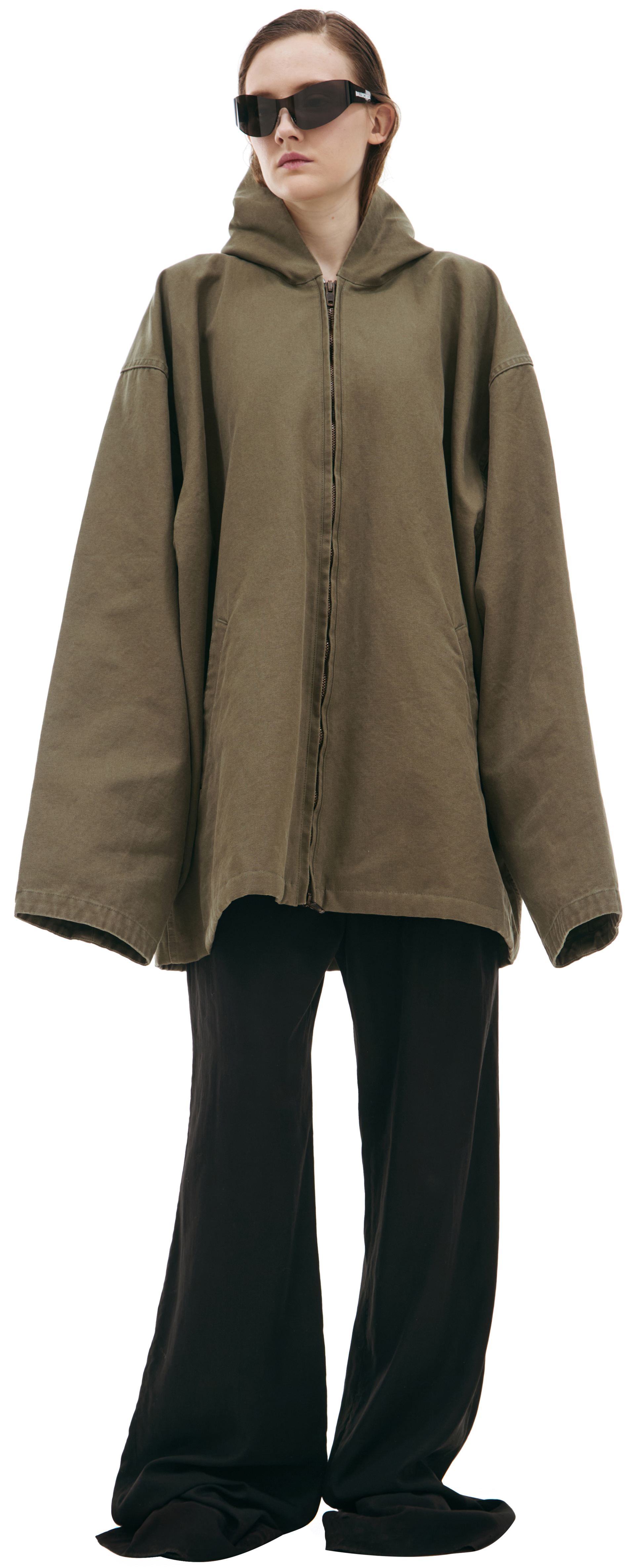 Balenciaga Хаки куртка с капюшоном