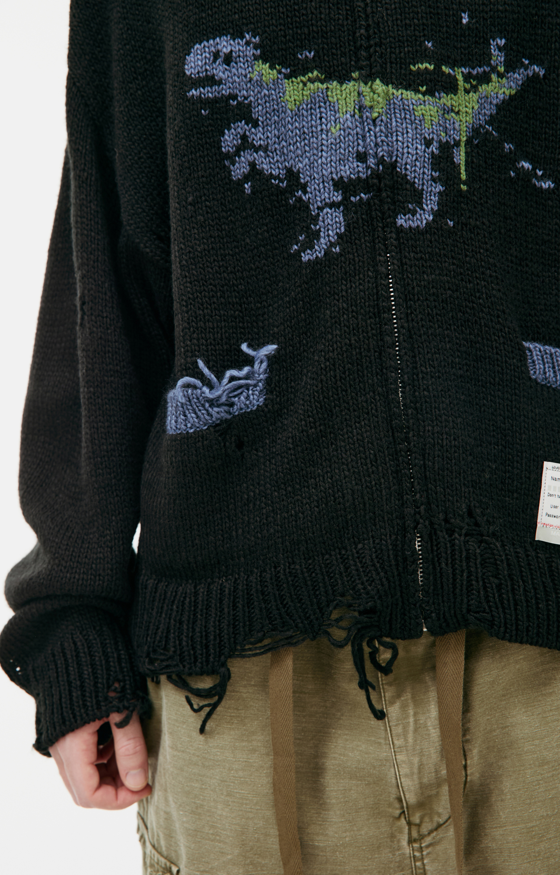 Maison Mihara Yasuhiro Вязаный кардиган \'Dinosaur-intarsia\'