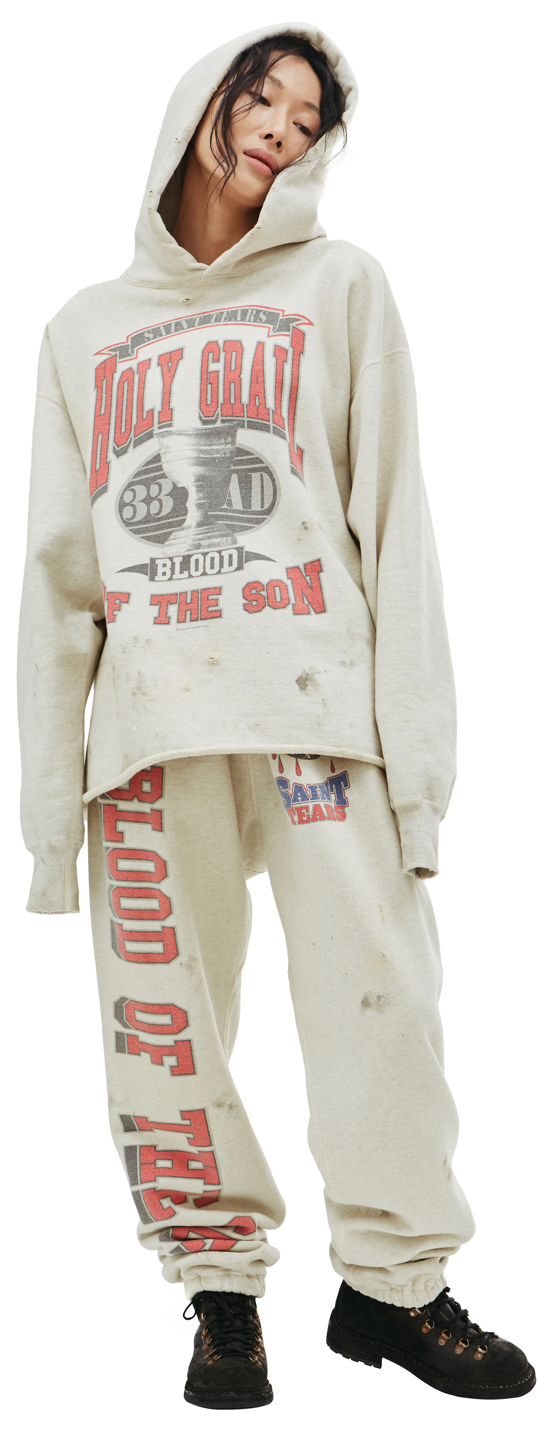 Saint Michael Выстиранный худи Saint Michael x Denim Tears