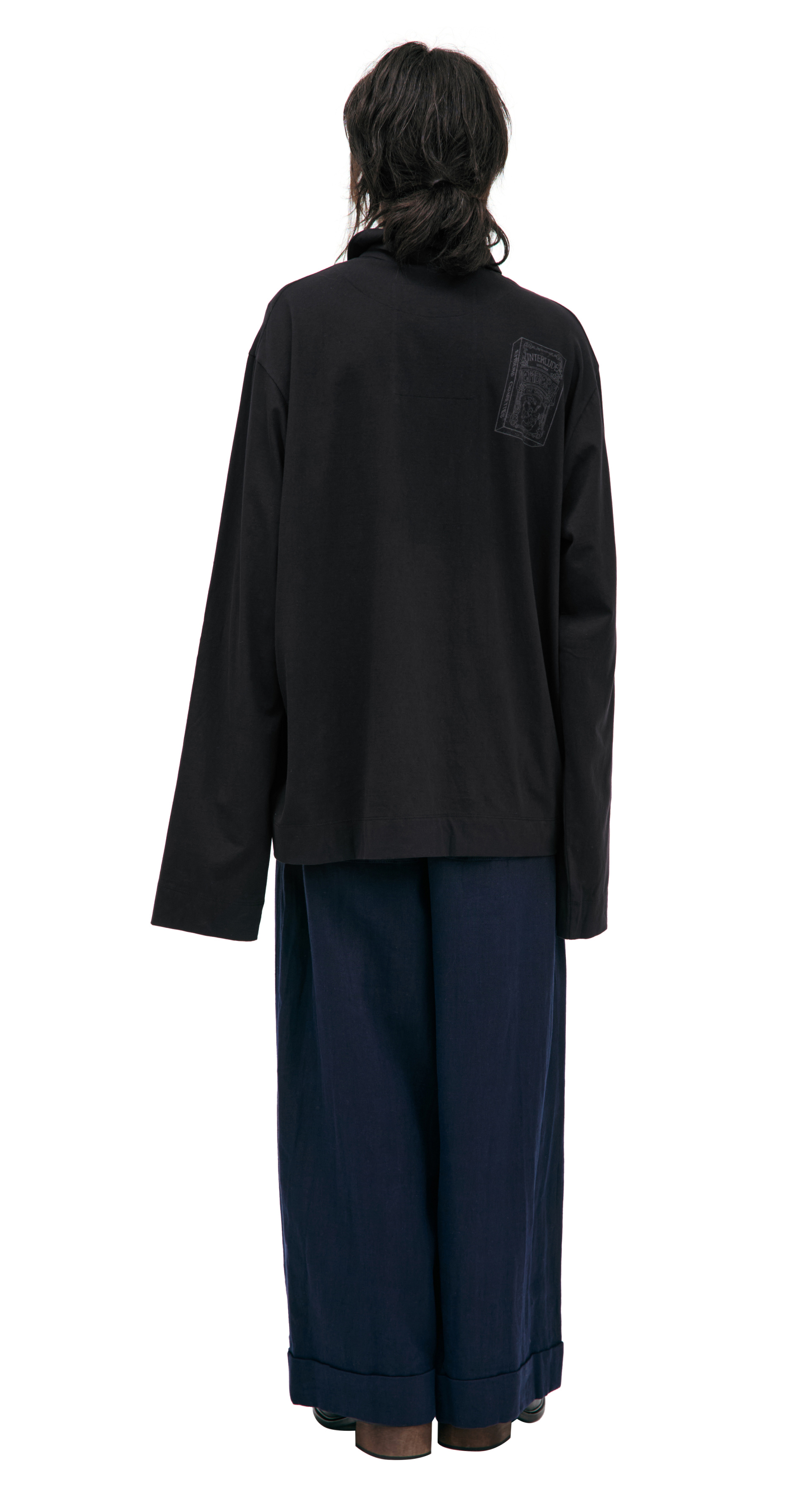 Ziggy Chen Поло-0M2520202 дл рукав, принты спереди и на спине, накладной карман на груди, черн