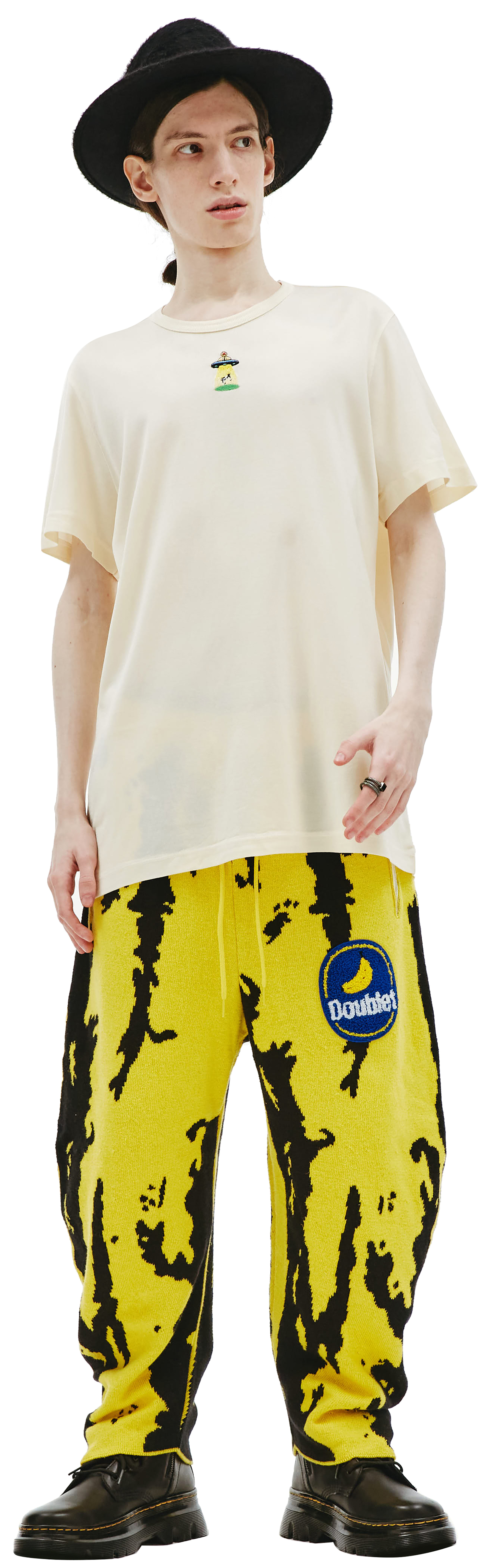 Doublet Бежевая футболка с вышивкой