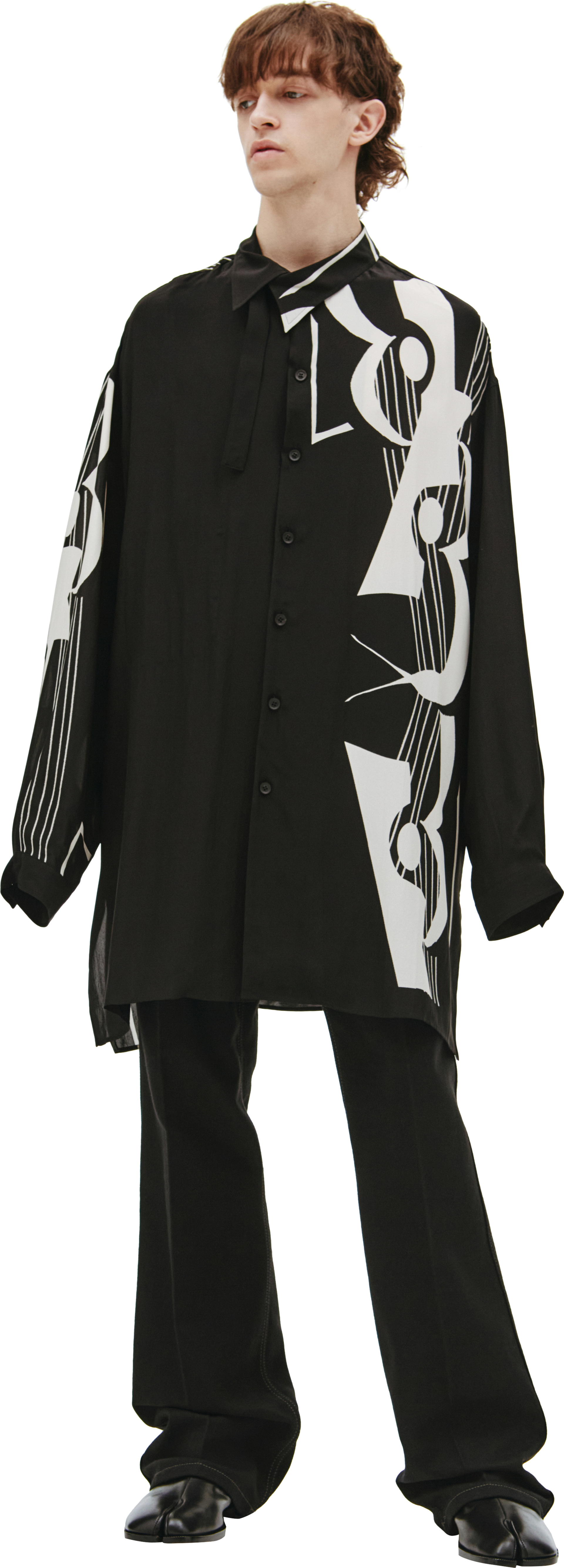 Yohji Yamamoto Шелковая рубашка с принтом Гитары