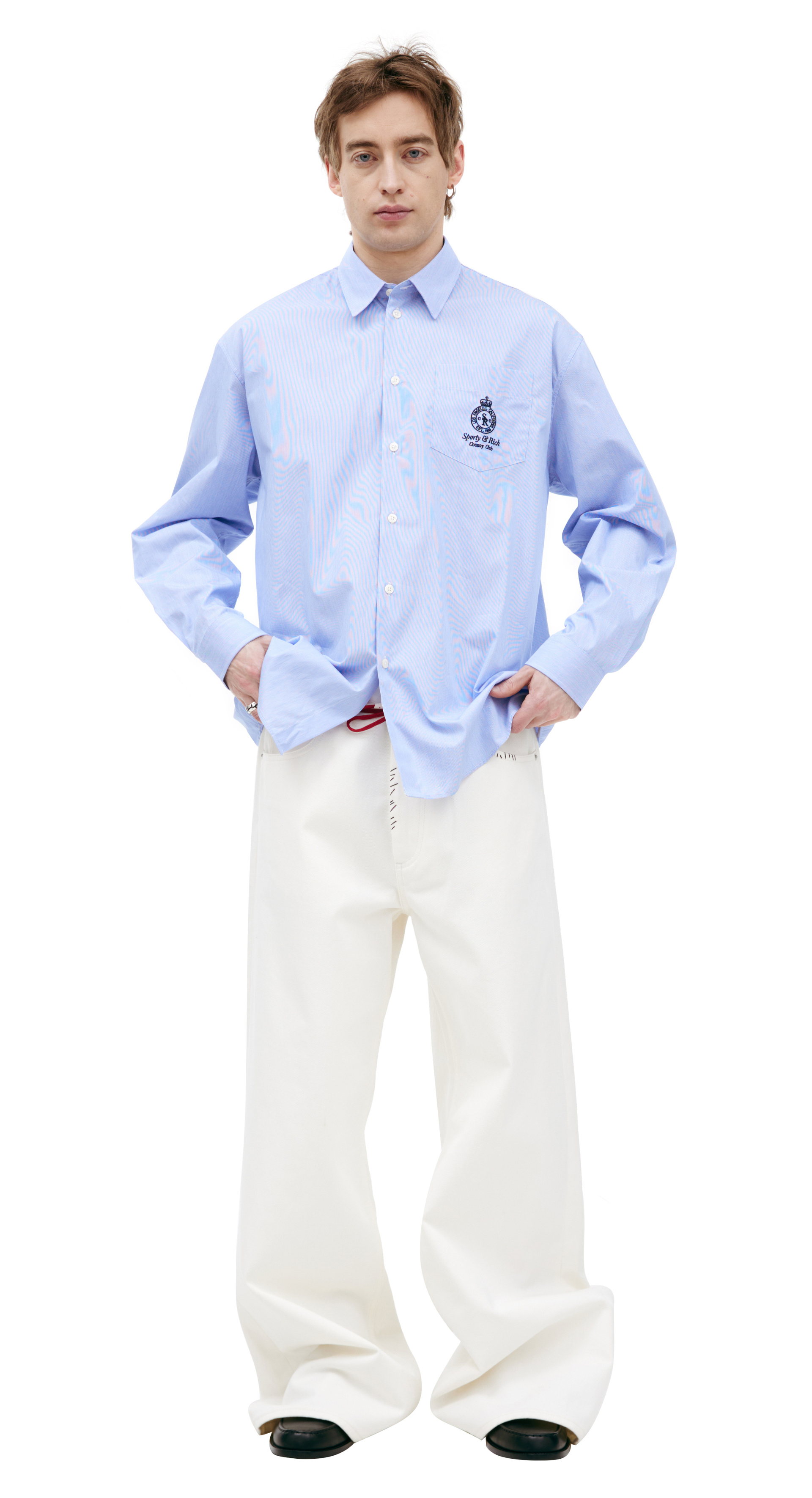 SPORTY & RICH Голубая рубашка в полоску