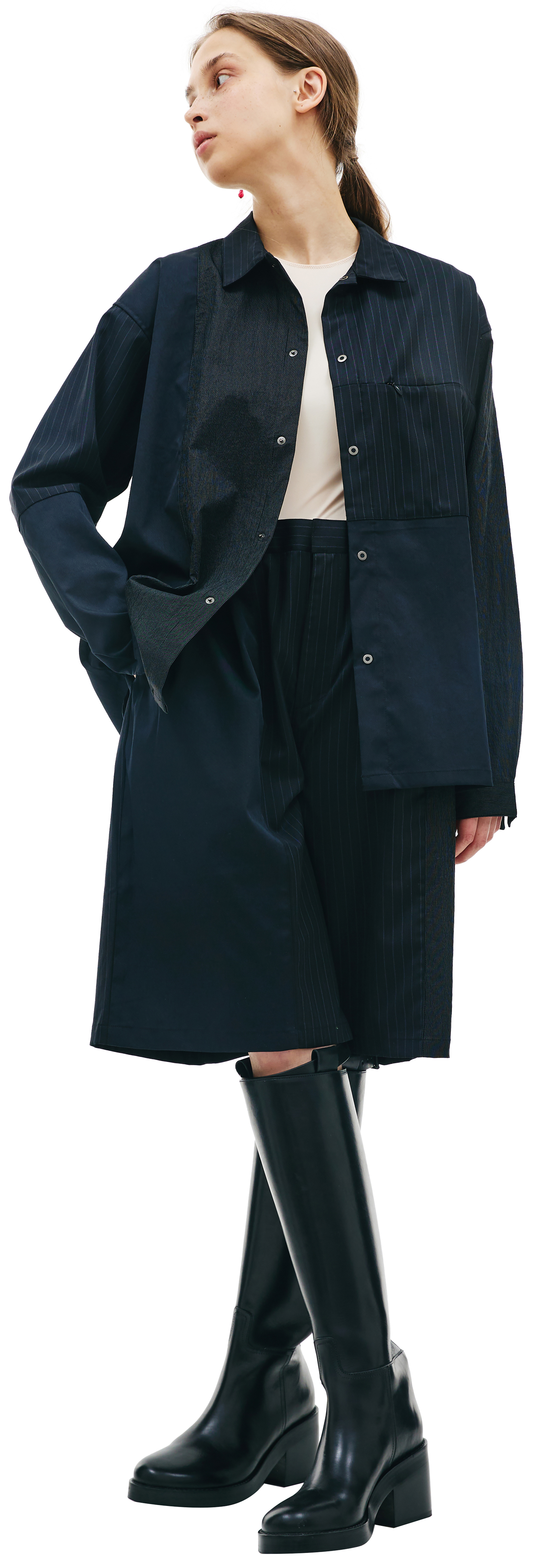 KIMMY Рубашка пэчворк в полоску