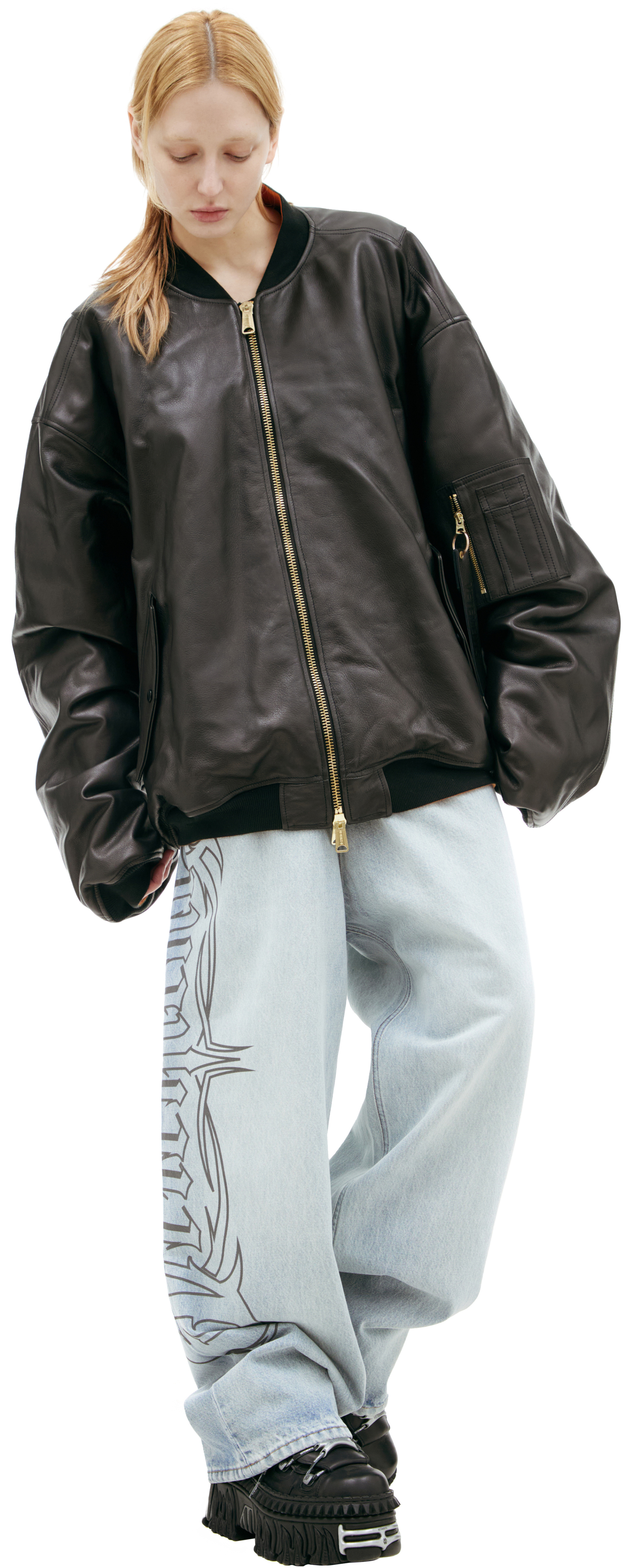 VETEMENTS Черный бомбер из кожи