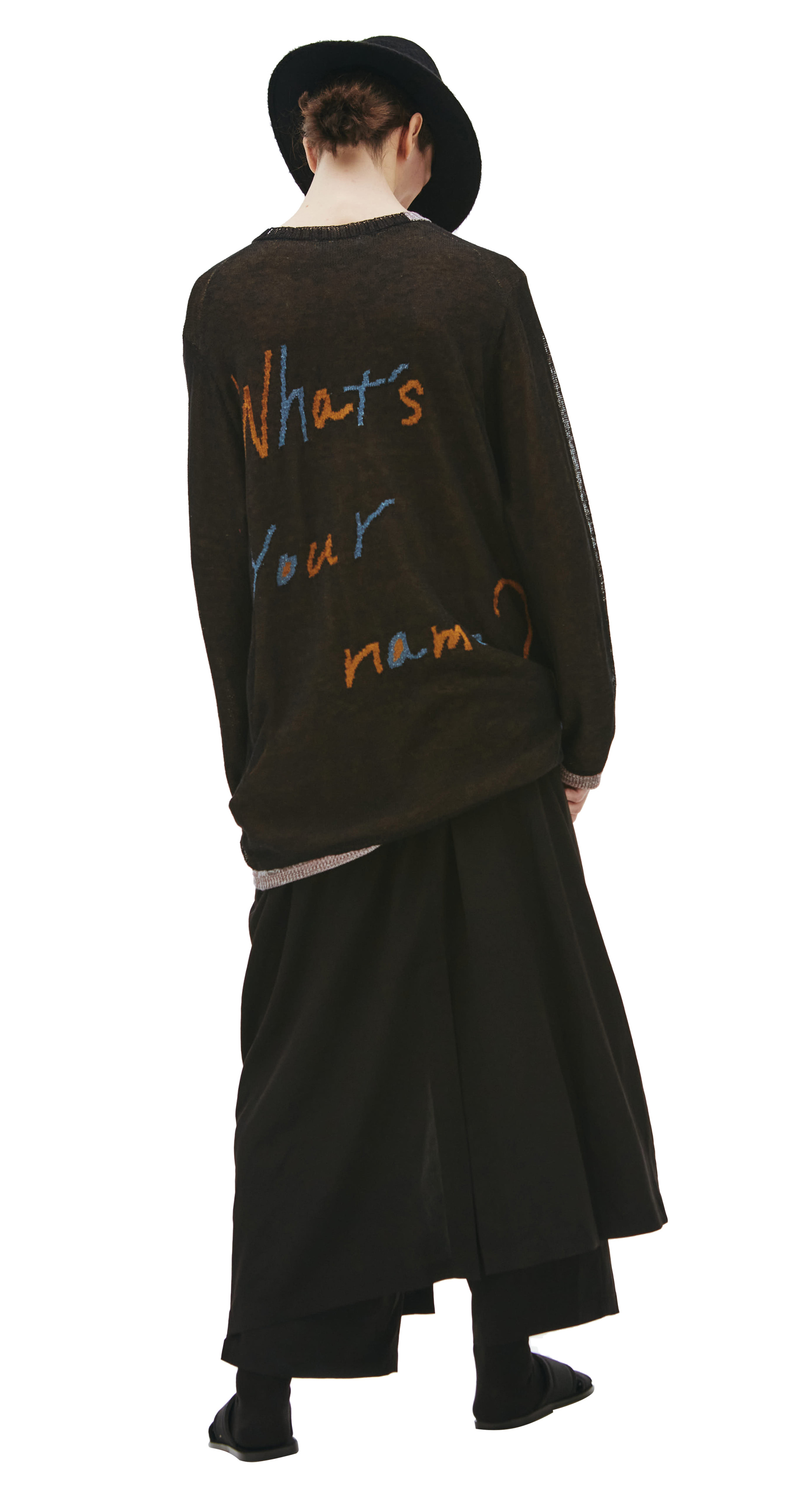 Yohji Yamamoto Черный свитер \'What\'s your name\'