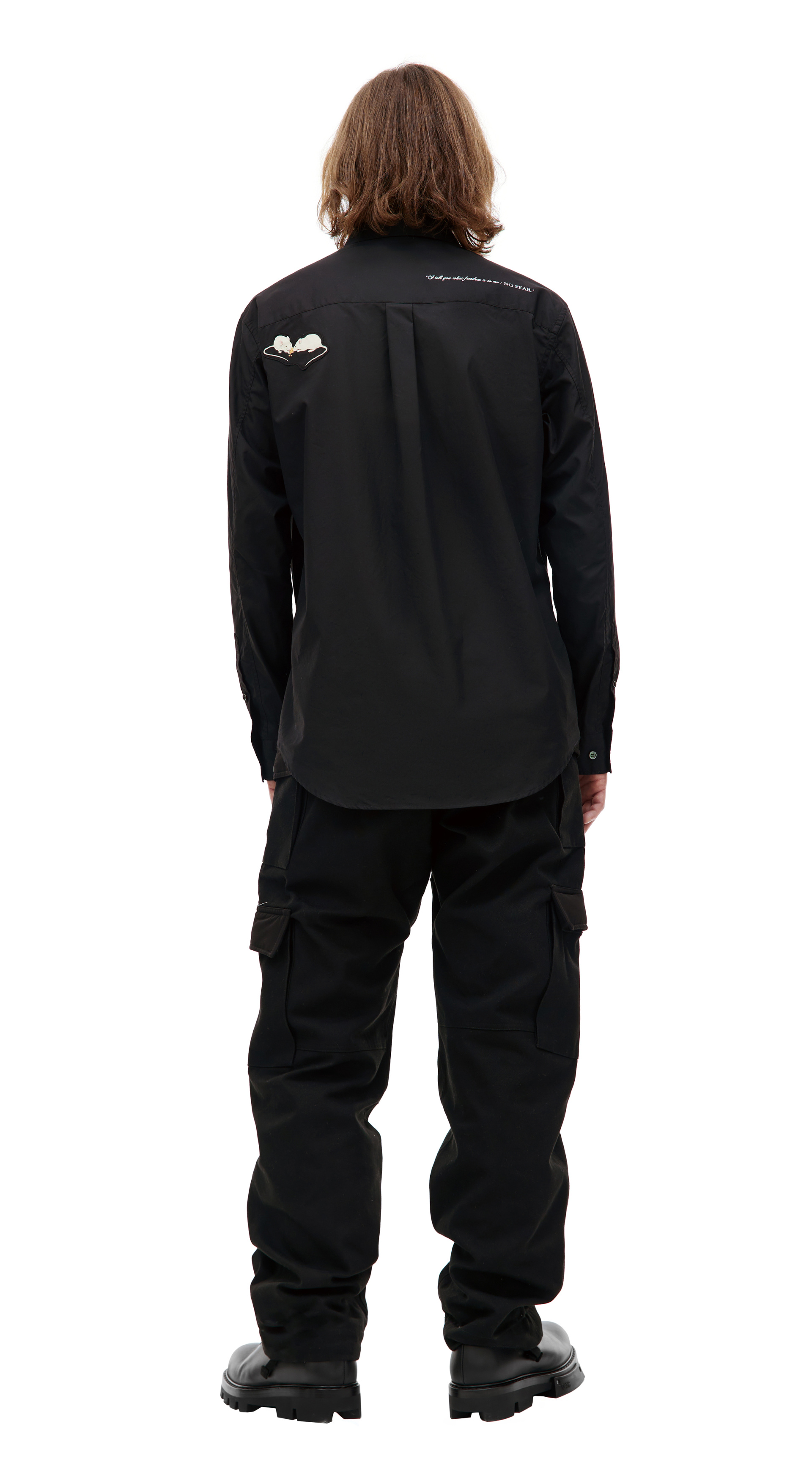 Undercover Черная рубашка с принтами и вышивками