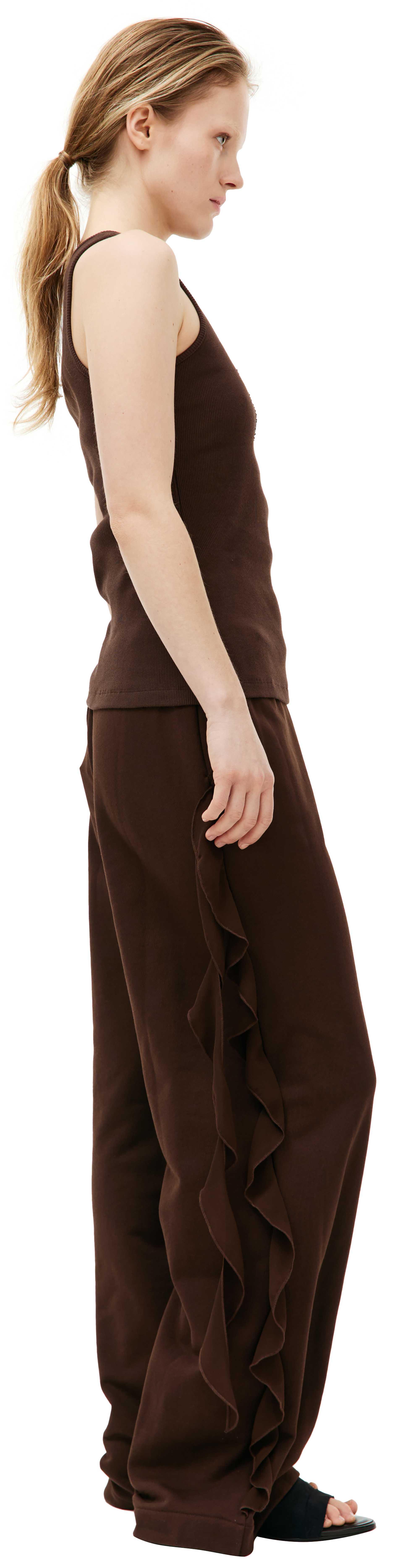 Blumarine Майка в рубчик с логотипом из страз