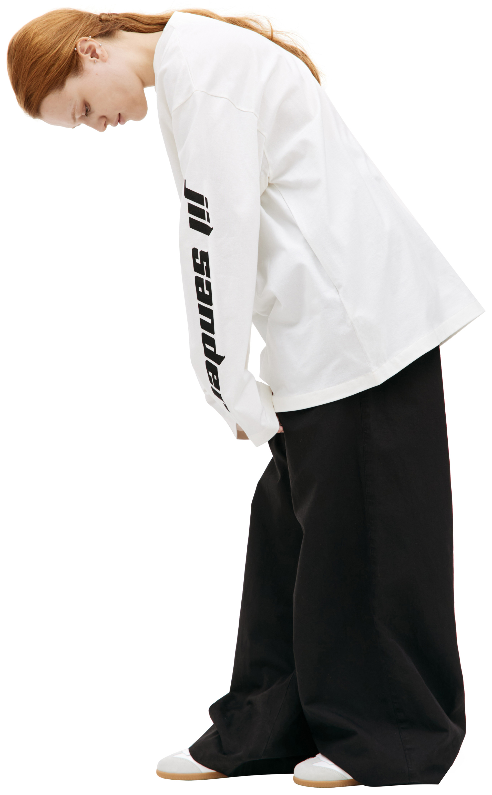 Jil Sander Хлопковый лонгслив с принтом