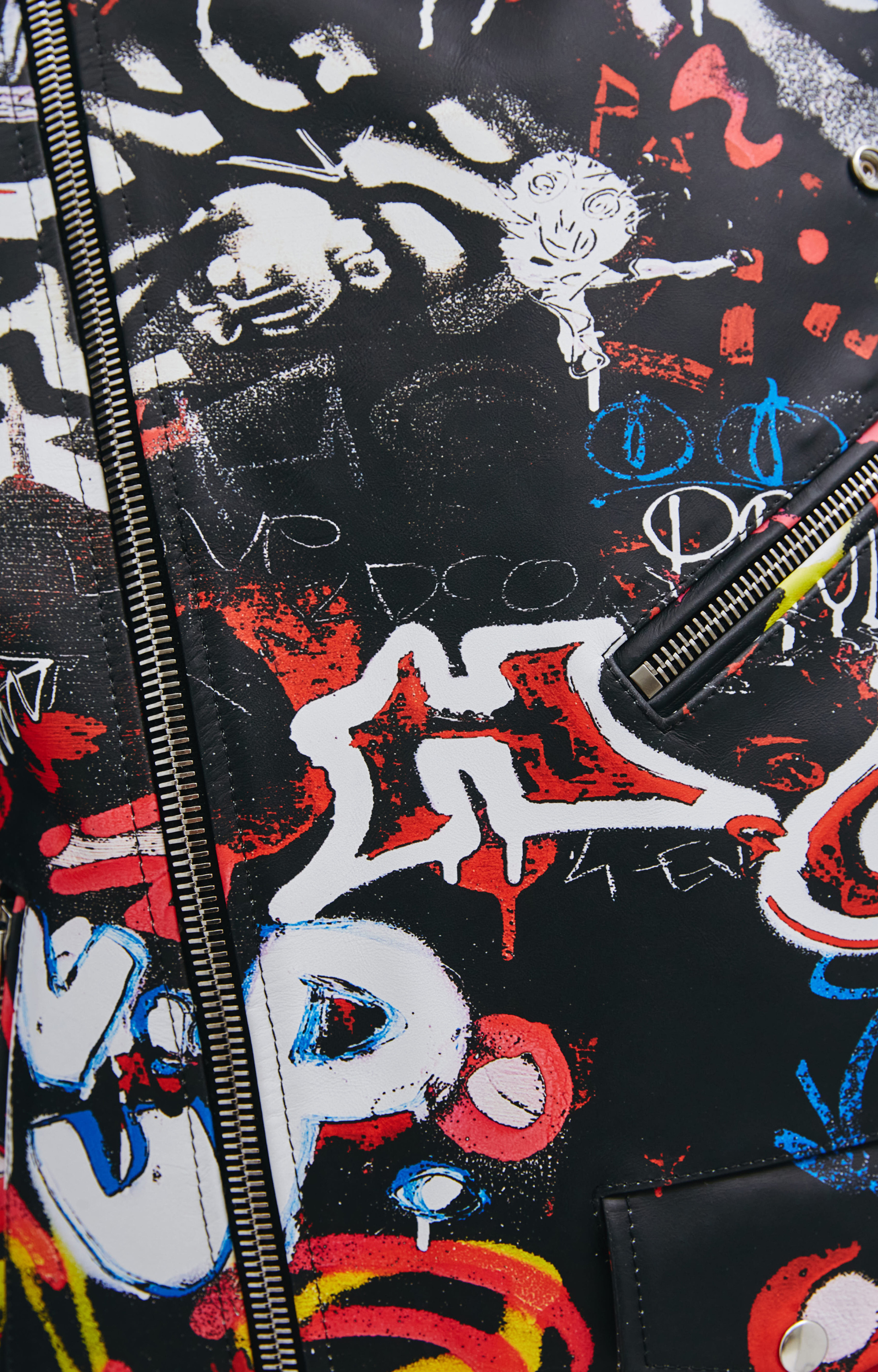 VETEMENTS Кожаная куртка с принтом граффити