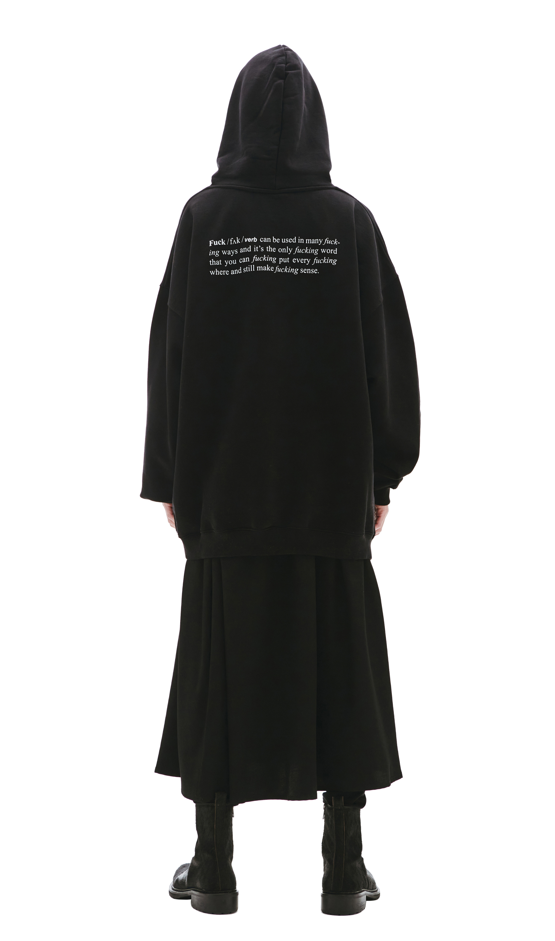 VETEMENTS Черное худи с принтом Fuck Verb