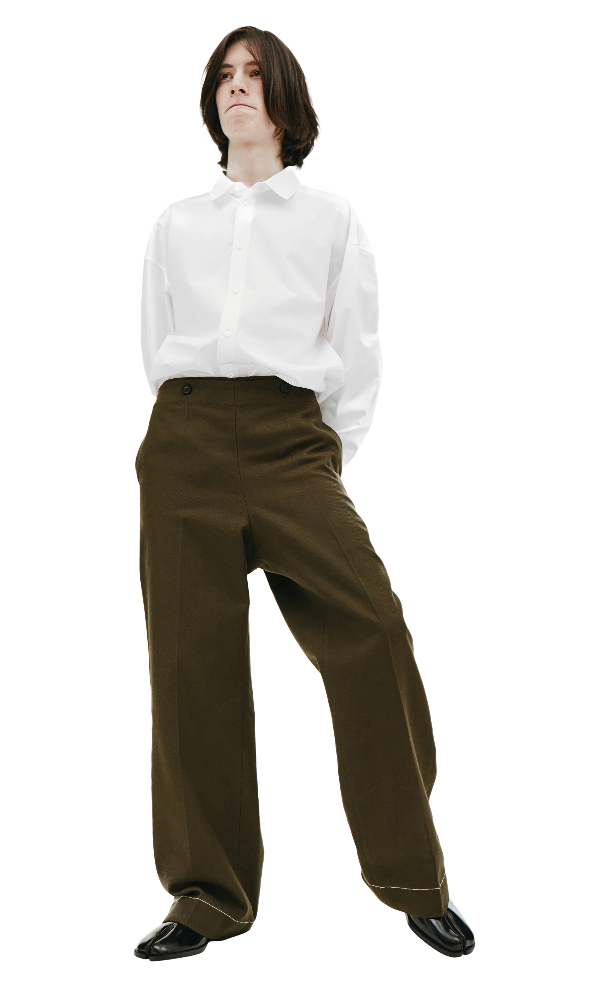 Maison Margiela Темно-зеленые брюки со стрелками