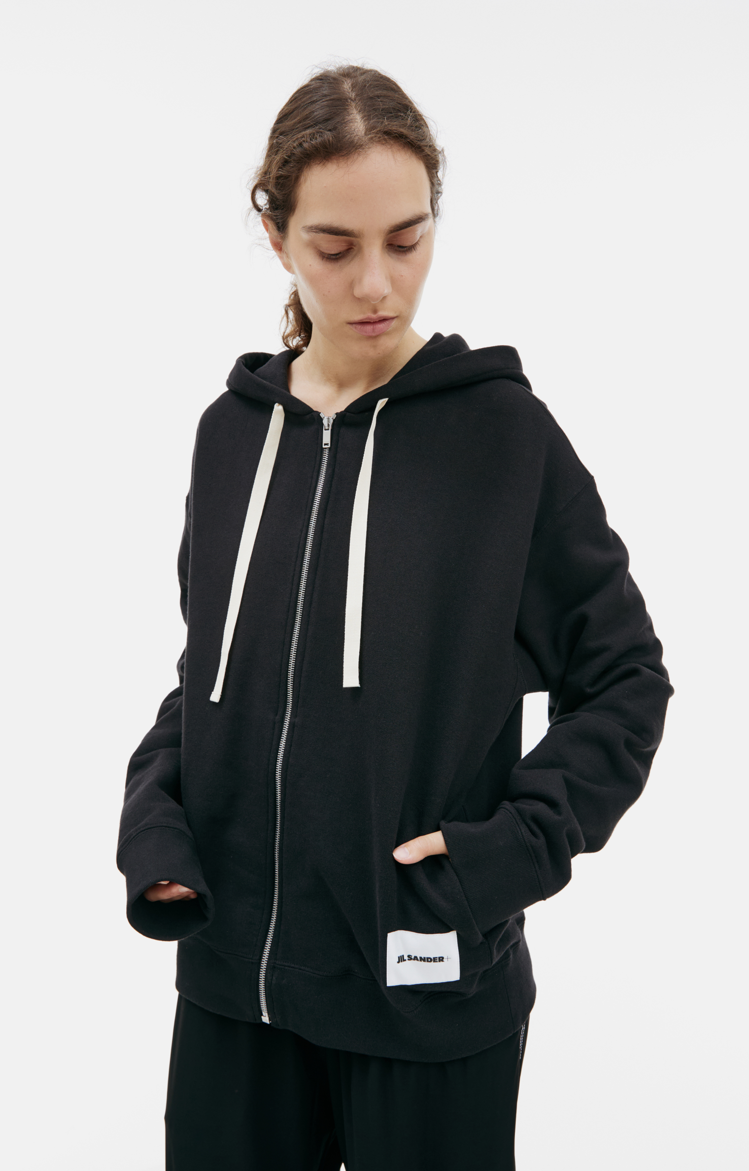 Jil Sander Худи на молнии с патчем