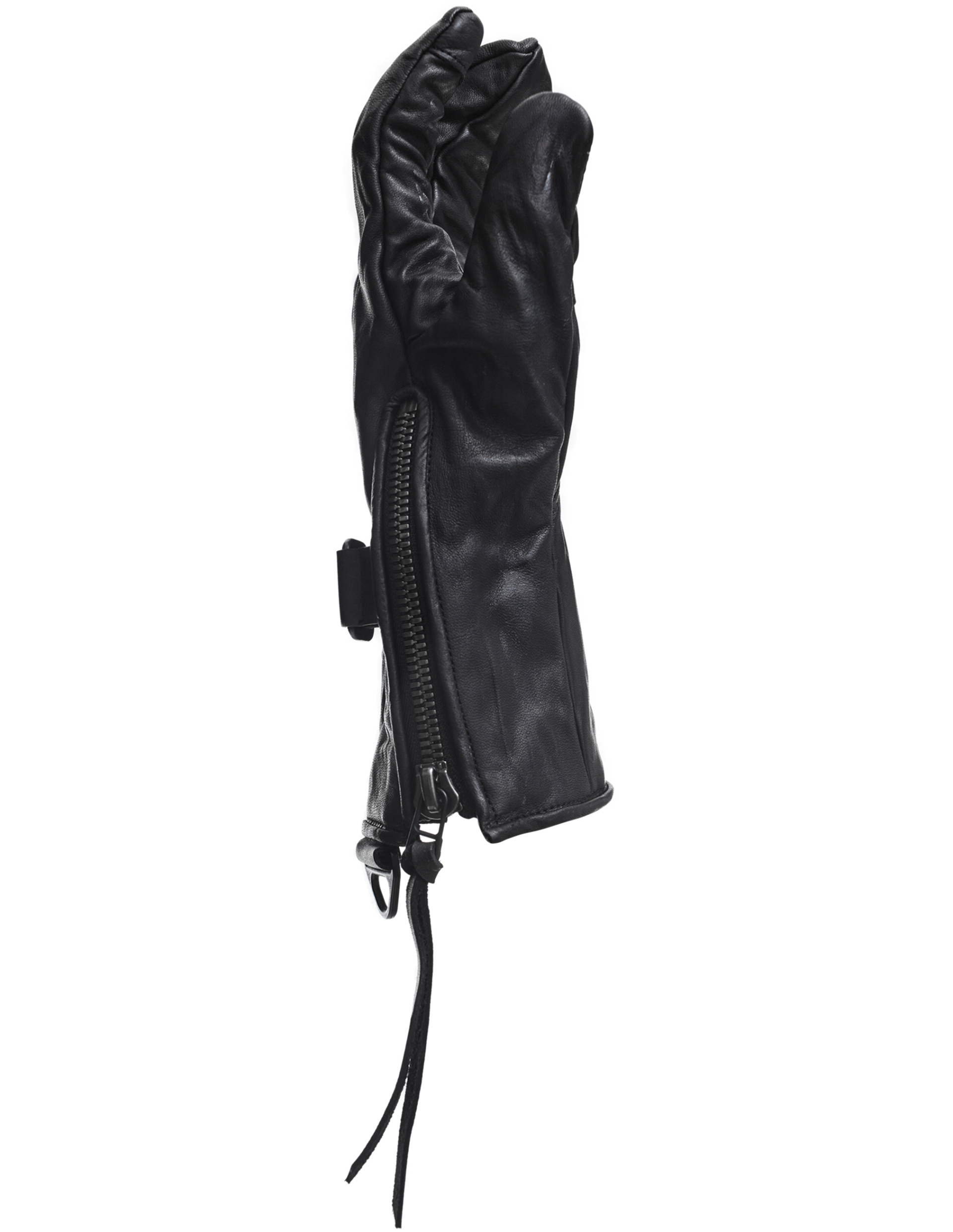 The Viridi-Anne Перчатки-VI-DH-004-09 таби,кожа,застежка на молнии сбоку,ремешок,черные