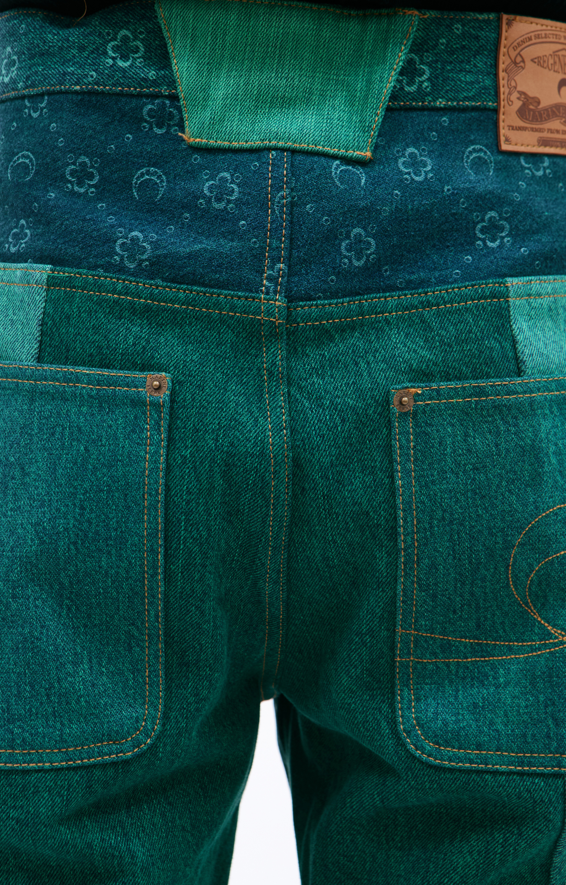 MARINE SERRE Джинсы пэчворк с монограммой