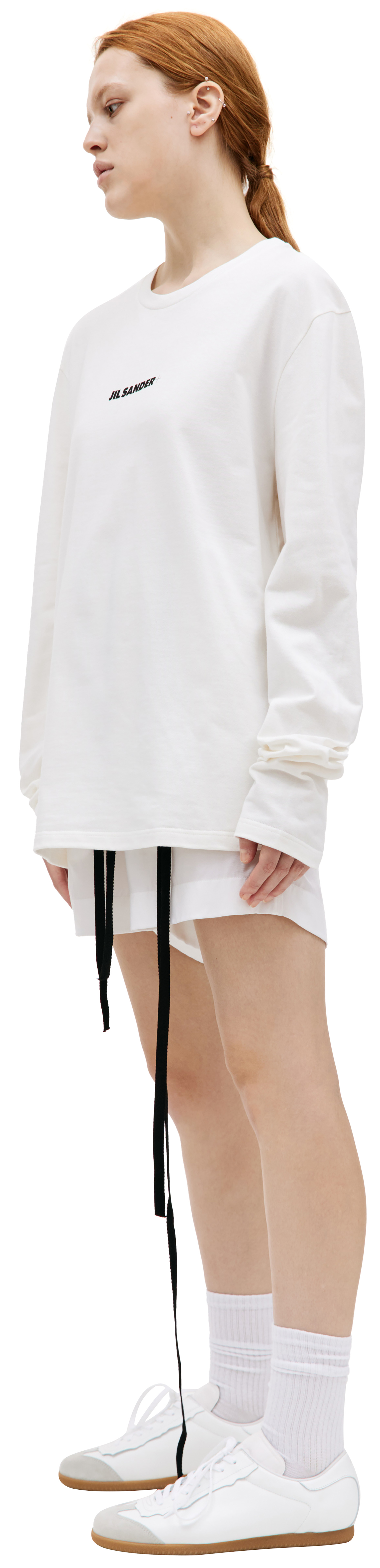 Jil Sander Белый лонгслив с логотипом