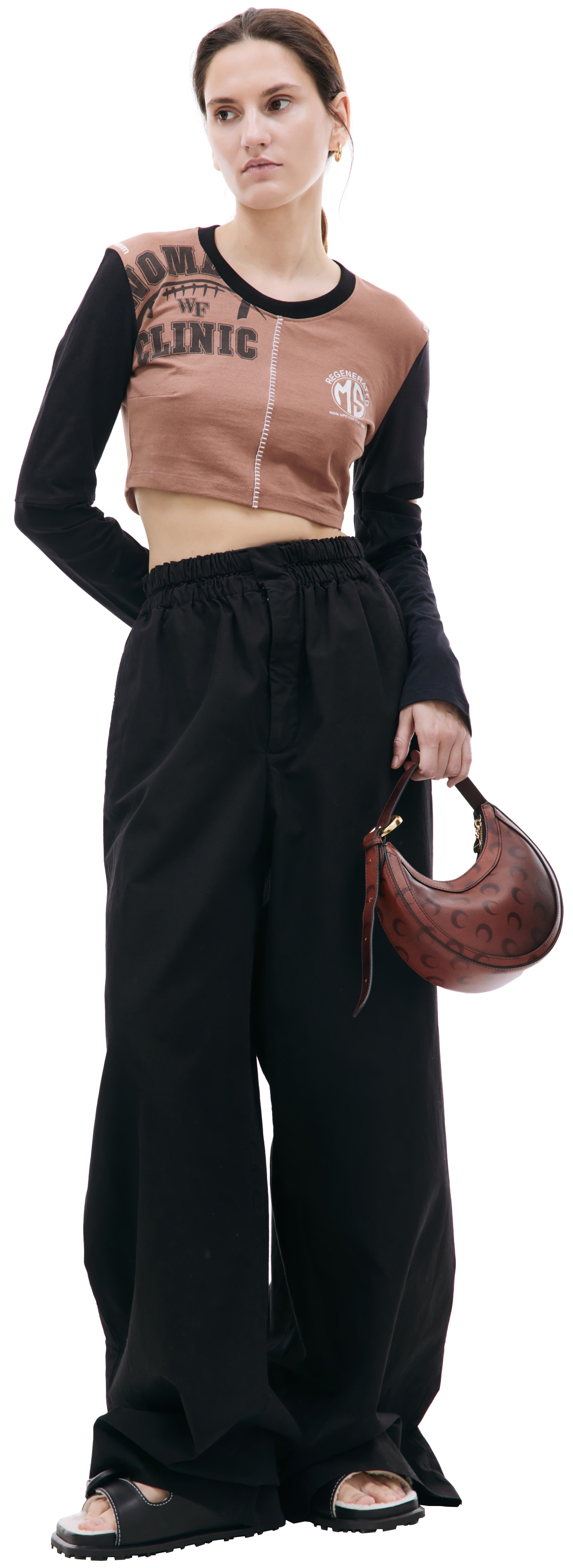 MARINE SERRE Укороченный лонгслив