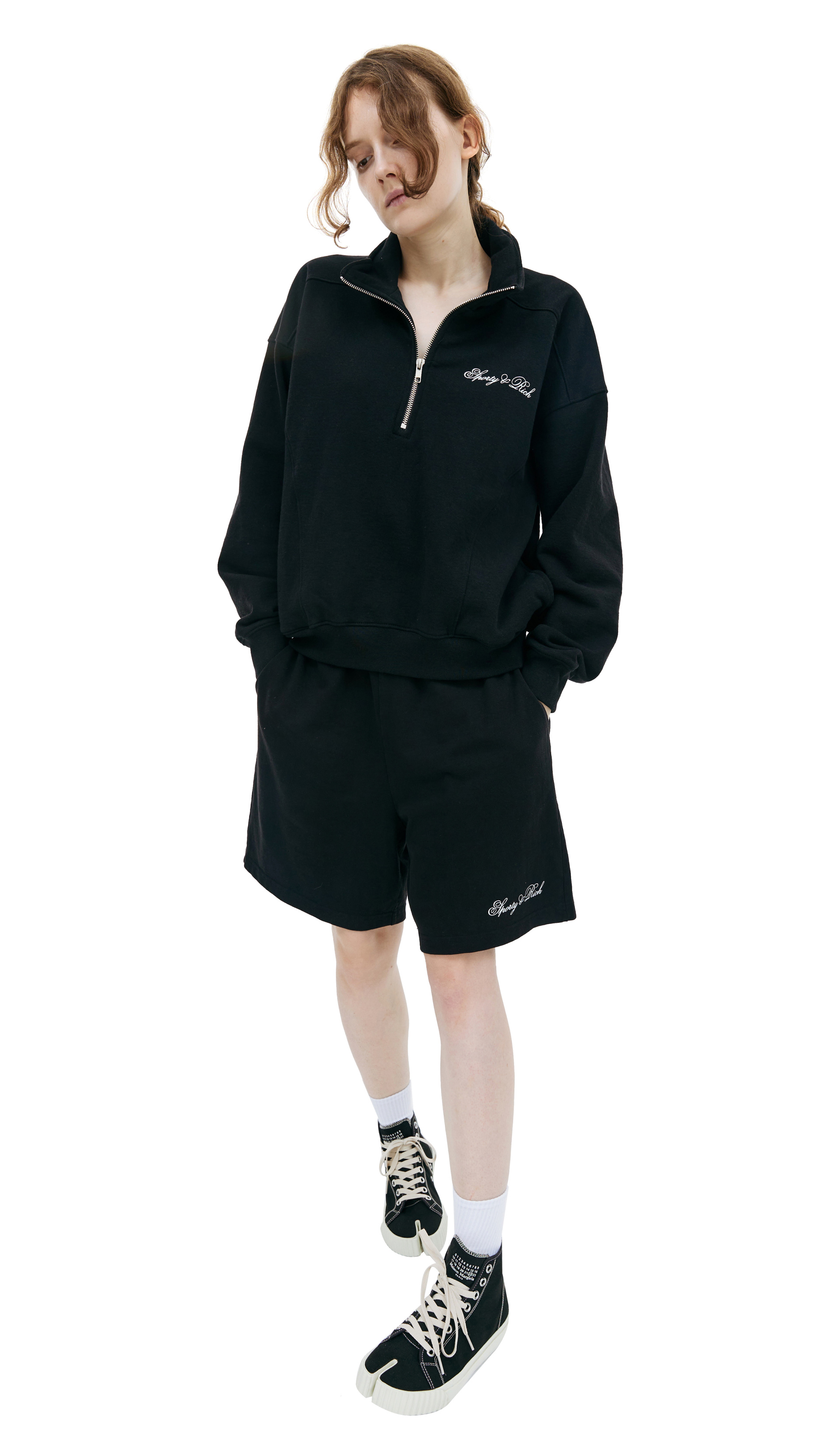 SPORTY & RICH Свитшот Cursive на молнии